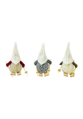 Set of 3 Skiing Gnomes Christmas Ornaments 4.5Inch