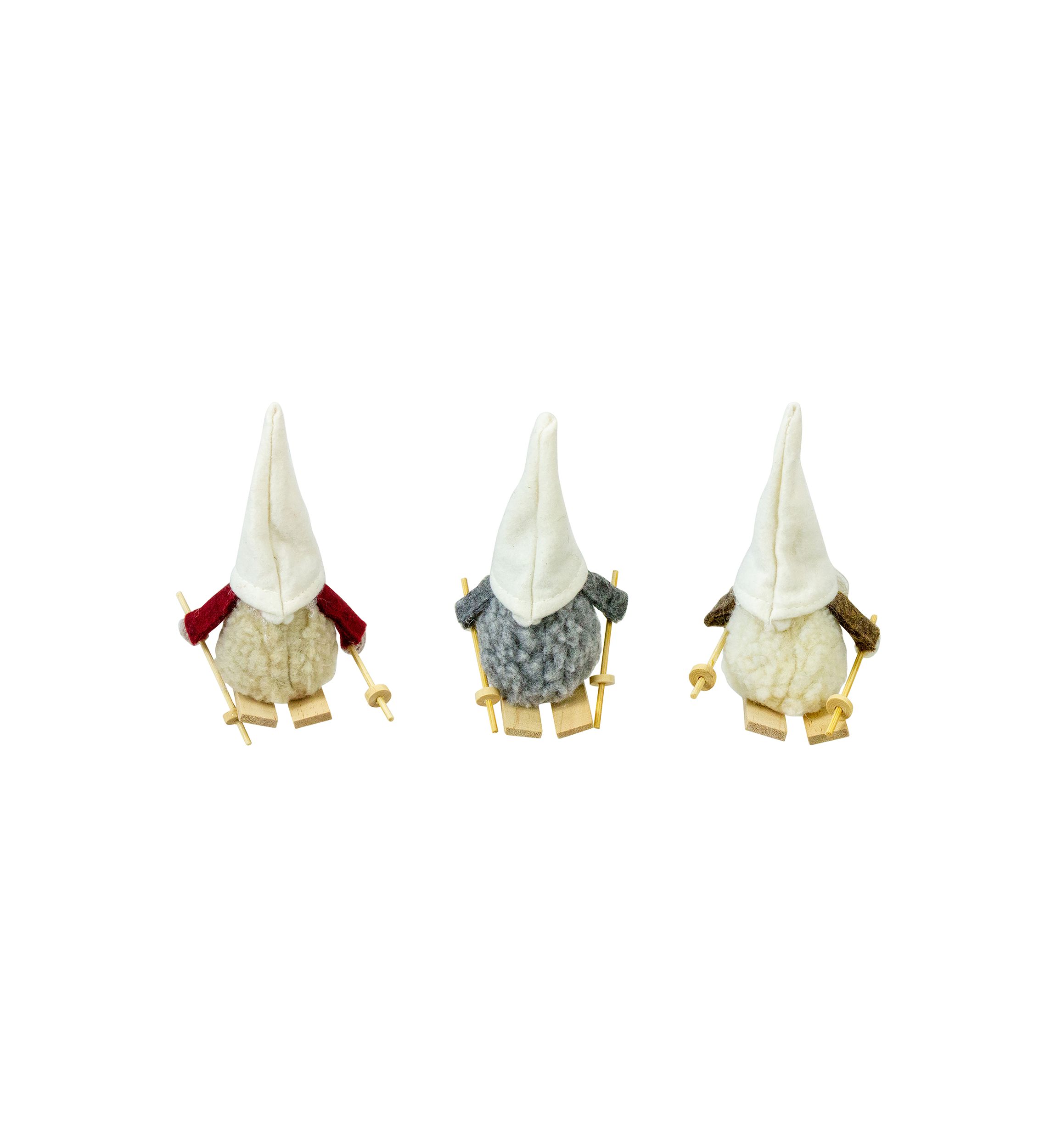 Set of 3 Skiing Gnomes Christmas Ornaments 4.5Inch