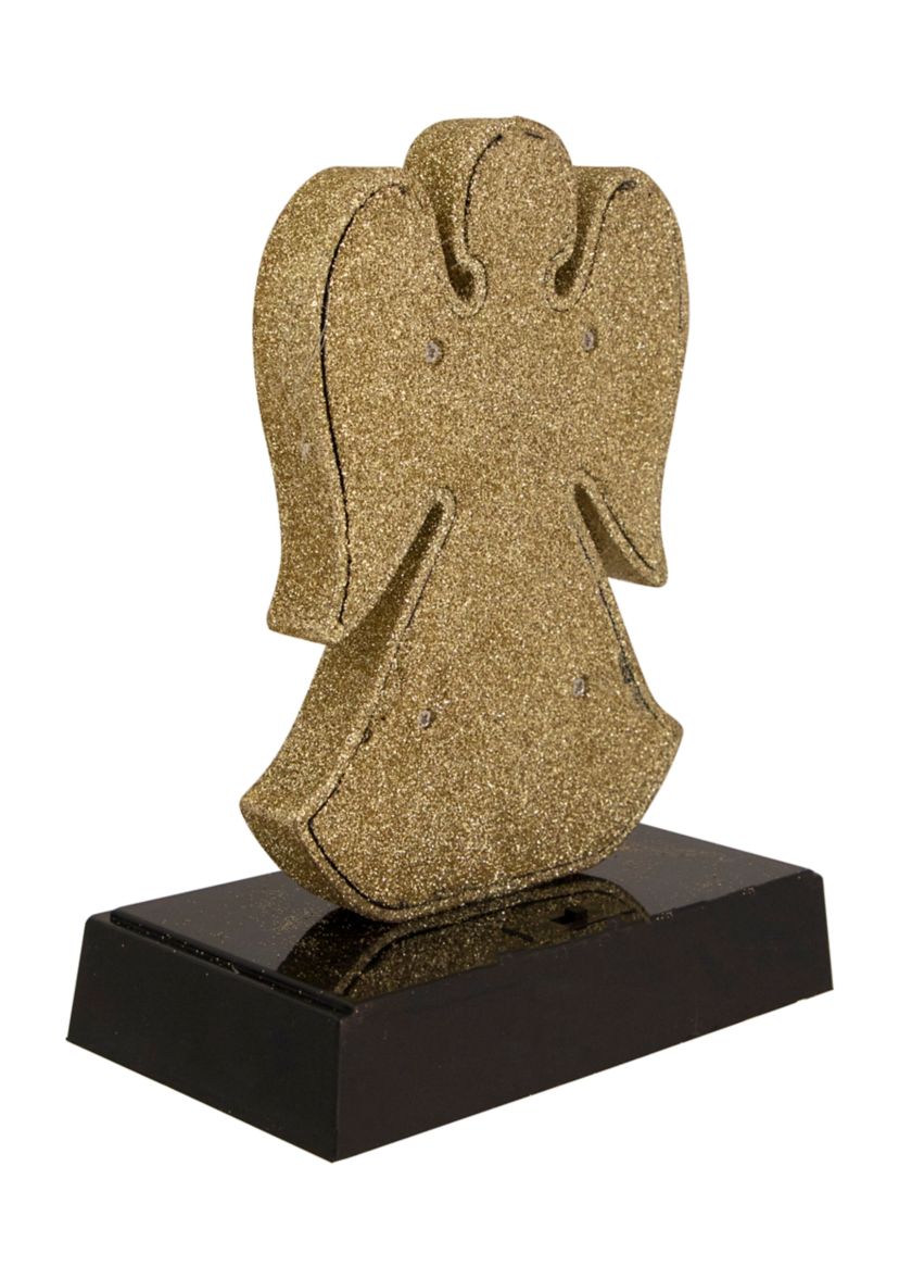 Gold Glittered LED Lighted Angel Christmas Stocking Holder 7Inch
