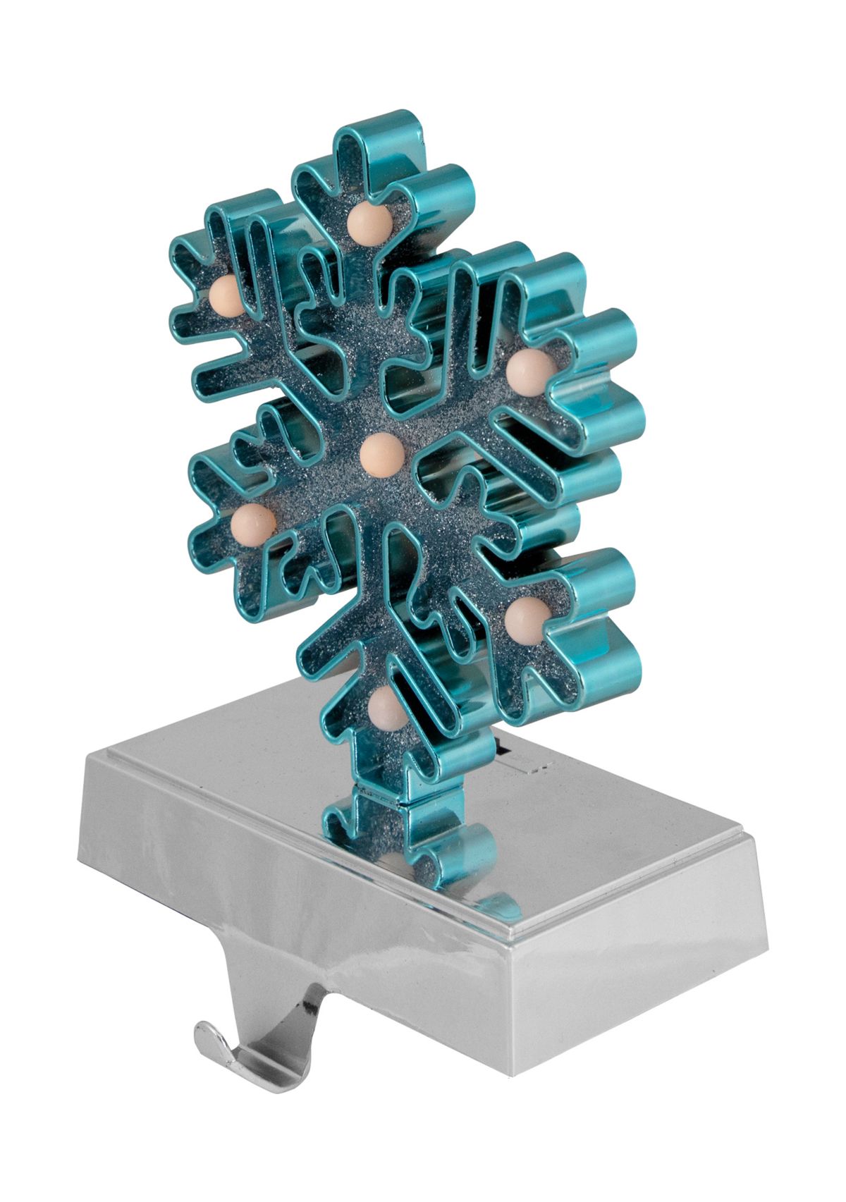 Blue and Silver LED Lighted Snowflake Christmas Stocking Holder 7Inch