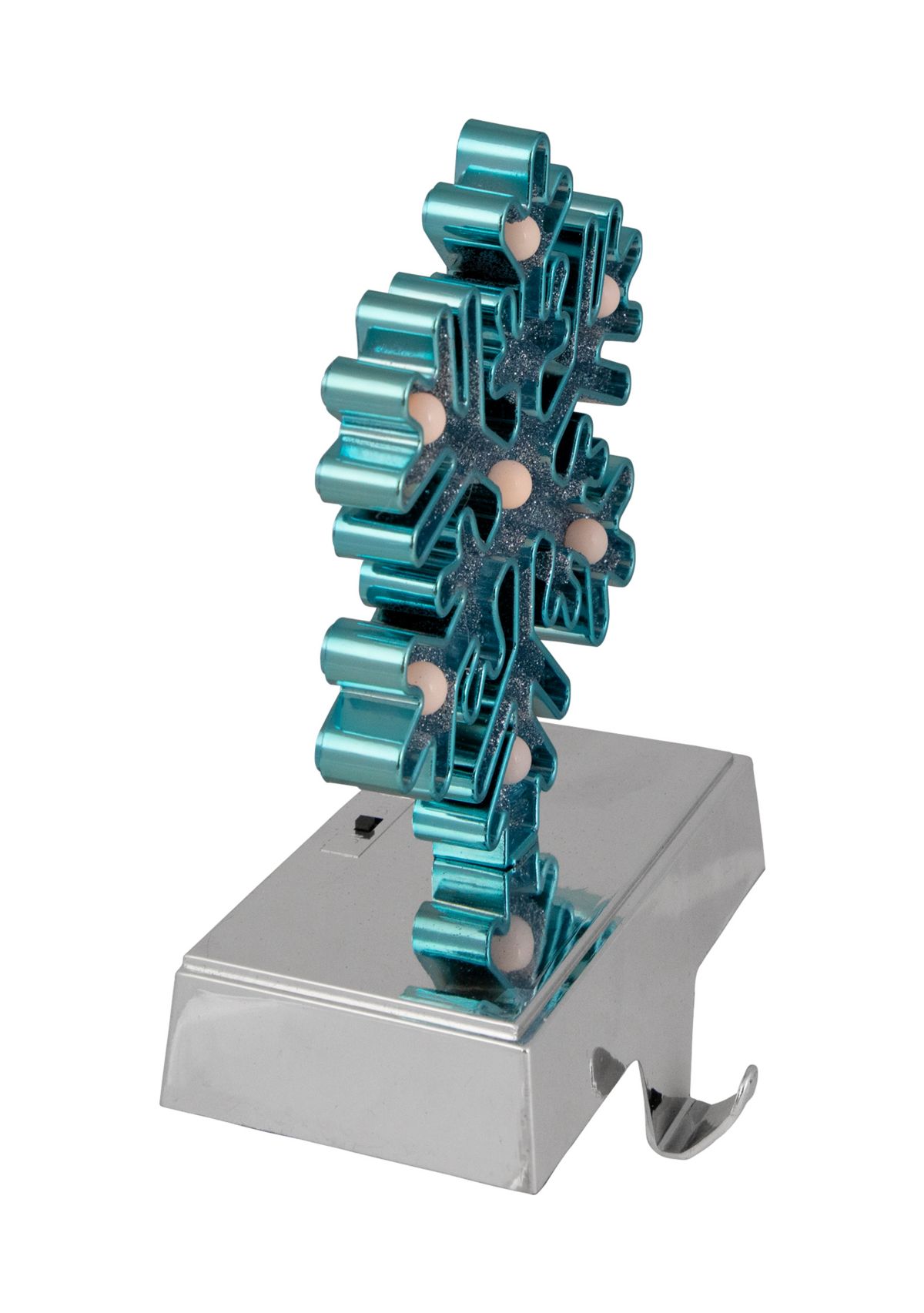Blue and Silver LED Lighted Snowflake Christmas Stocking Holder 7Inch