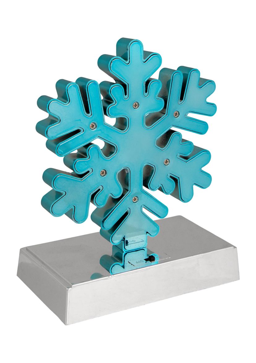 Blue and Silver LED Lighted Snowflake Christmas Stocking Holder 7Inch