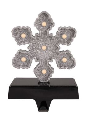 Northlight Silver Glittered Led Lighted Snowflake Christmas Stocking Holder 7Inch