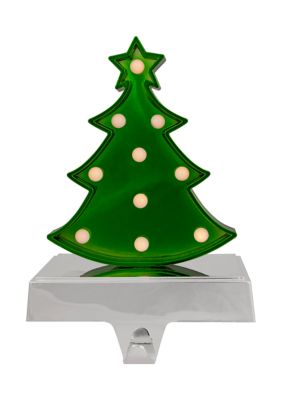 Northlight Shiny Green Led Lighted Christmas Tree Stocking Holder 7Inch