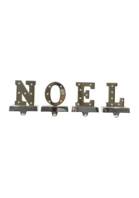 Northlight Set Of 4 Gold And Silver Led Lighted Inchnoelinch Christmas Stocking Holder 6.5Inch