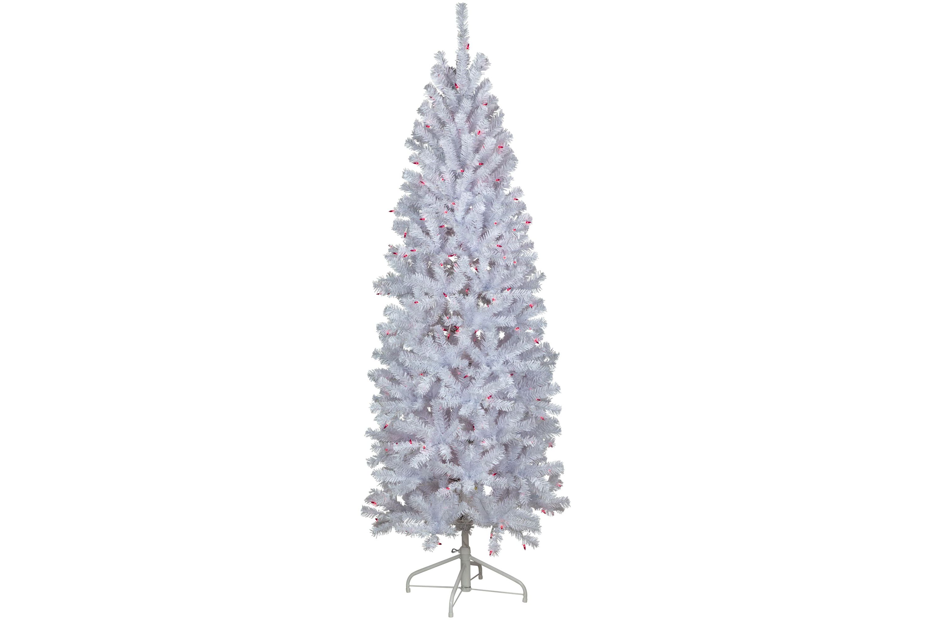 6.5ft Pre-Lit Slim Geneva White Spruce Artificial Christmas Tree Pink Lights