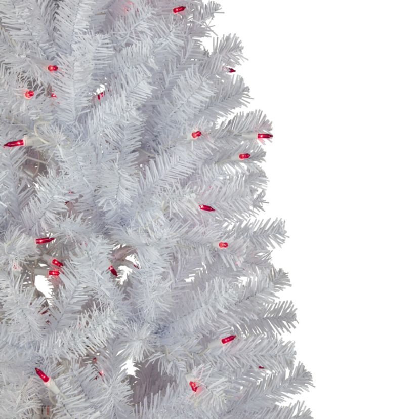 6.5ft Pre-Lit Slim Geneva White Spruce Artificial Christmas Tree Pink Lights
