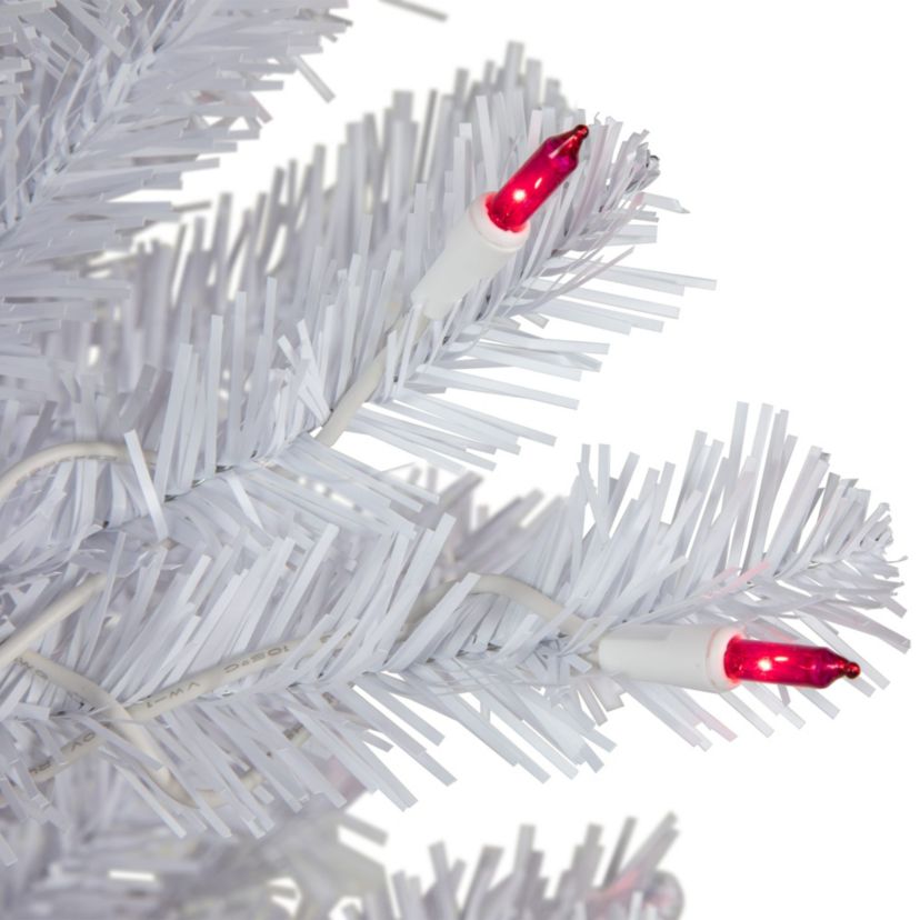 6.5ft Pre-Lit Slim Geneva White Spruce Artificial Christmas Tree Pink Lights