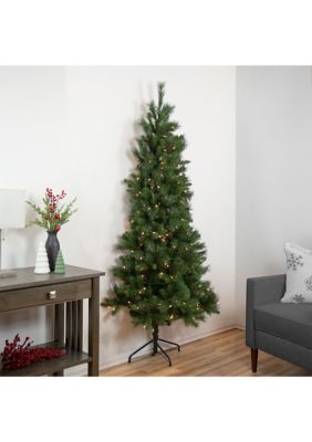 Northlight 6.5' Pre-Lit Medium Beaver Pine Artificial Christmas Wall Tree Clear Lights, Green -  0191296928311