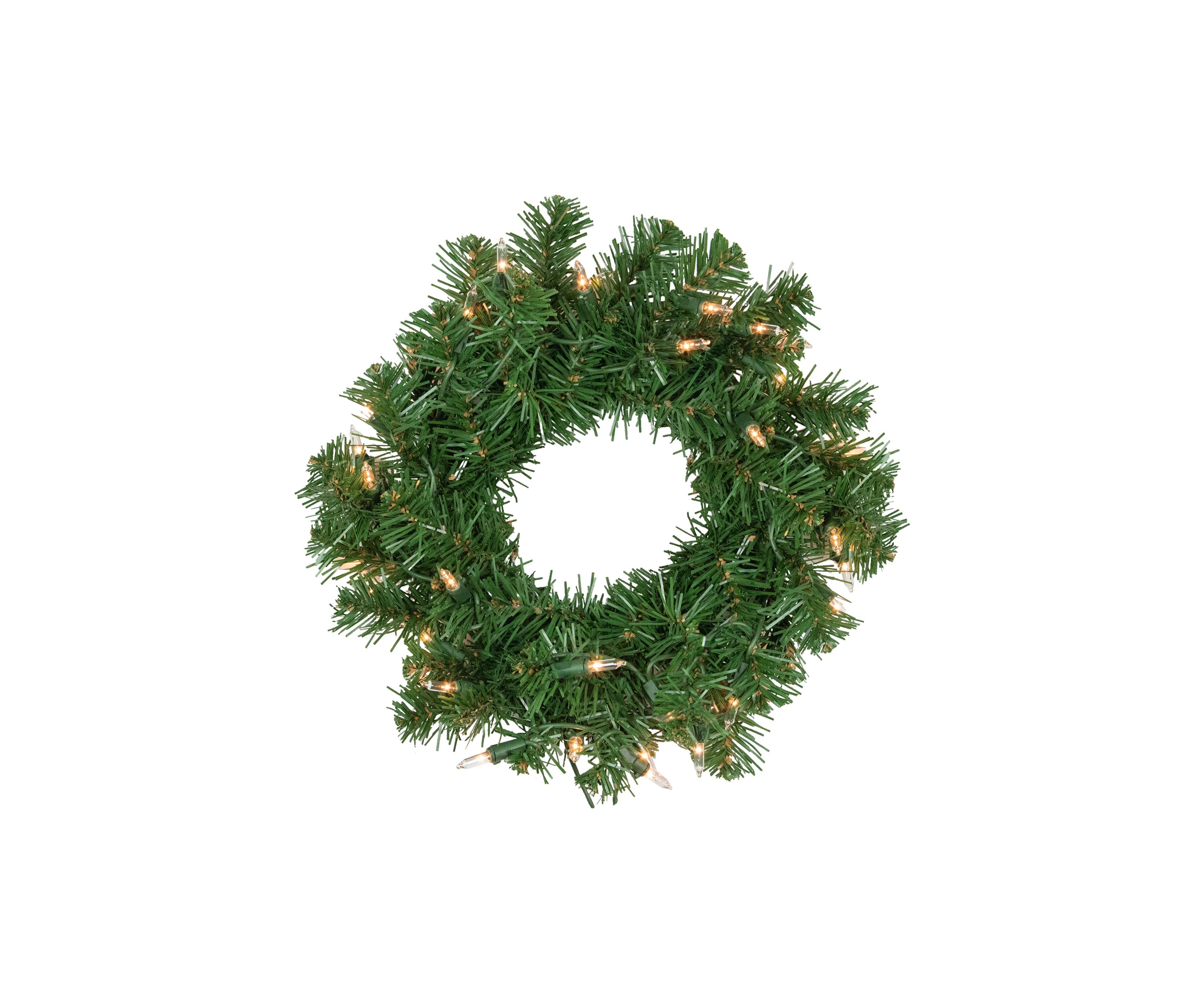 Pre-Lit Deluxe Dorchester Pine Artificial Christmas Wreath  12-Inch  Clear Lights