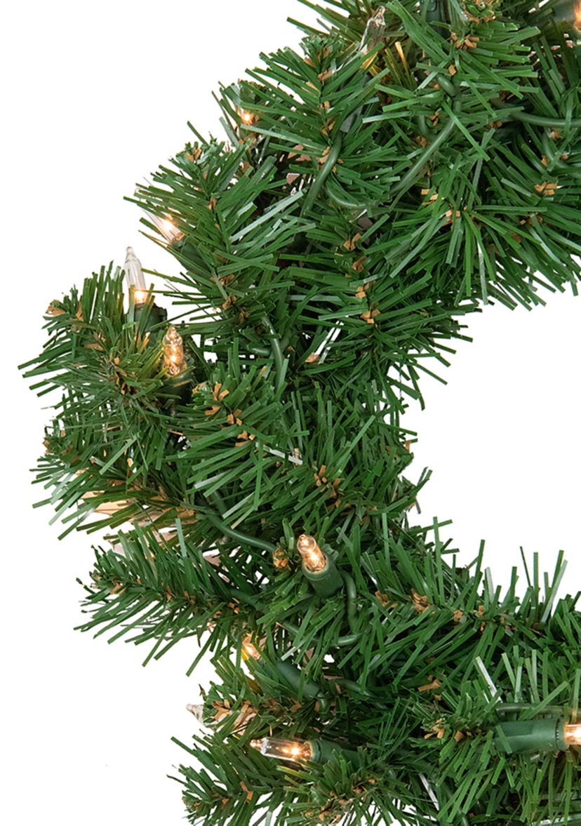 Pre-Lit Deluxe Dorchester Pine Artificial Christmas Wreath  12-Inch  Clear Lights
