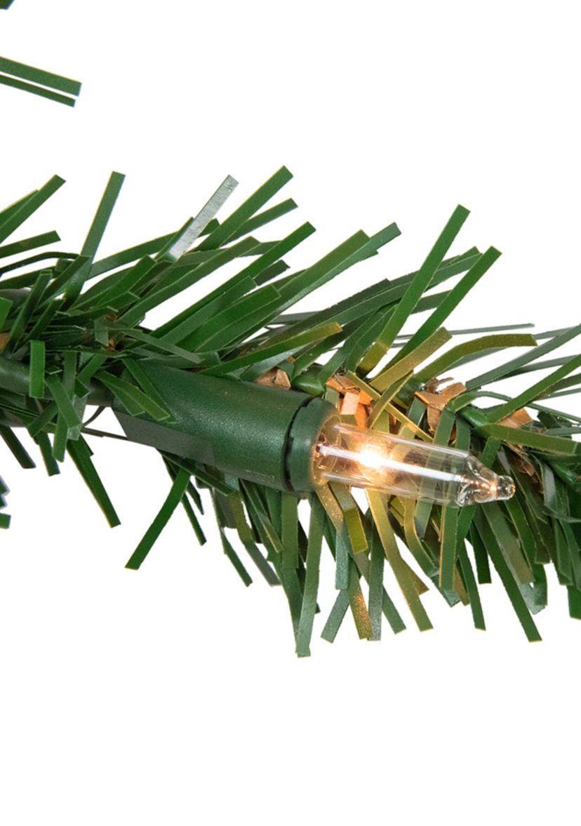 Pre-Lit Deluxe Dorchester Pine Artificial Christmas Wreath  12-Inch  Clear Lights