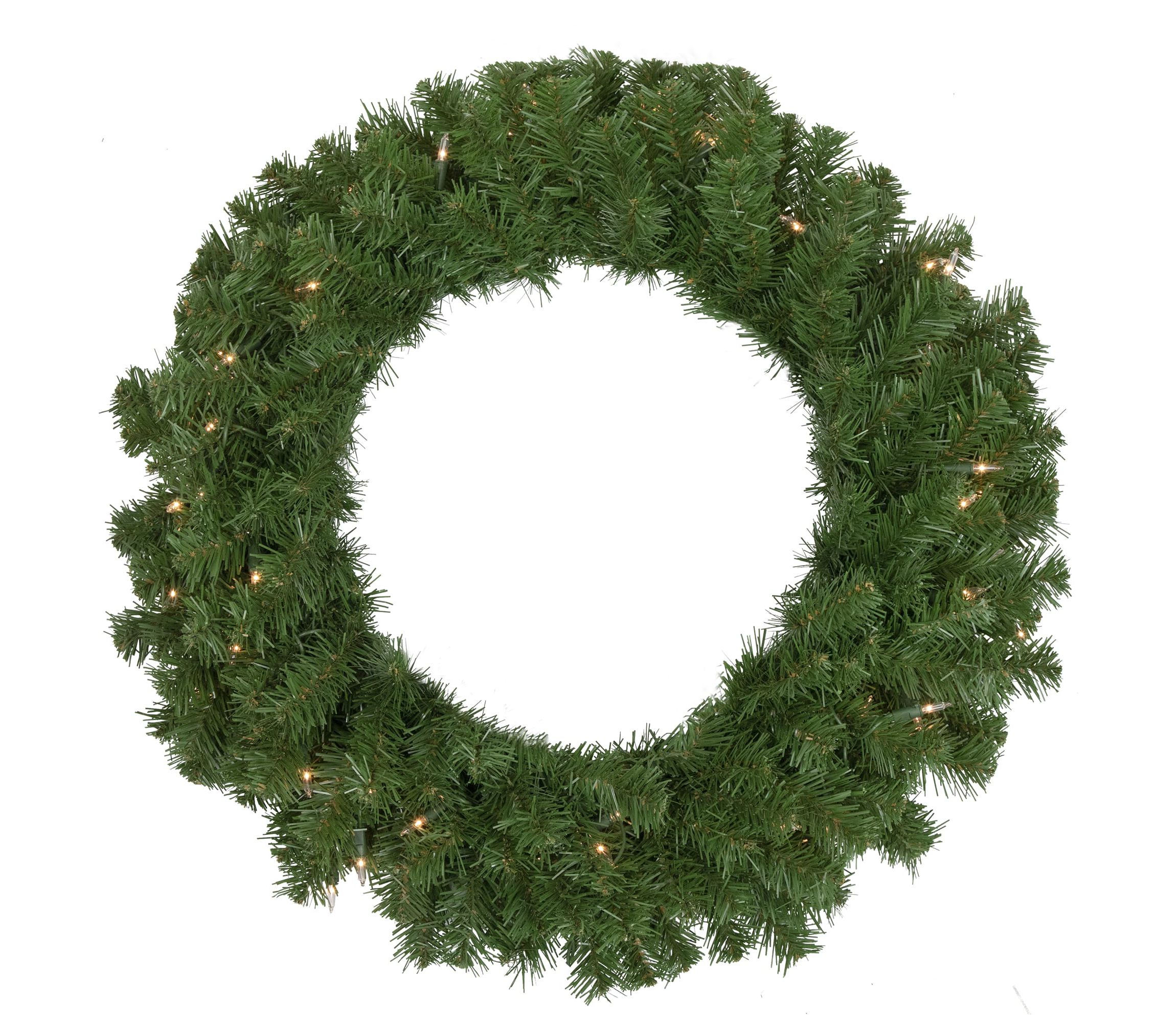 Pre-Lit Dorchester Pine Artificial Christmas Wreath  24-Inch  Clear Lights