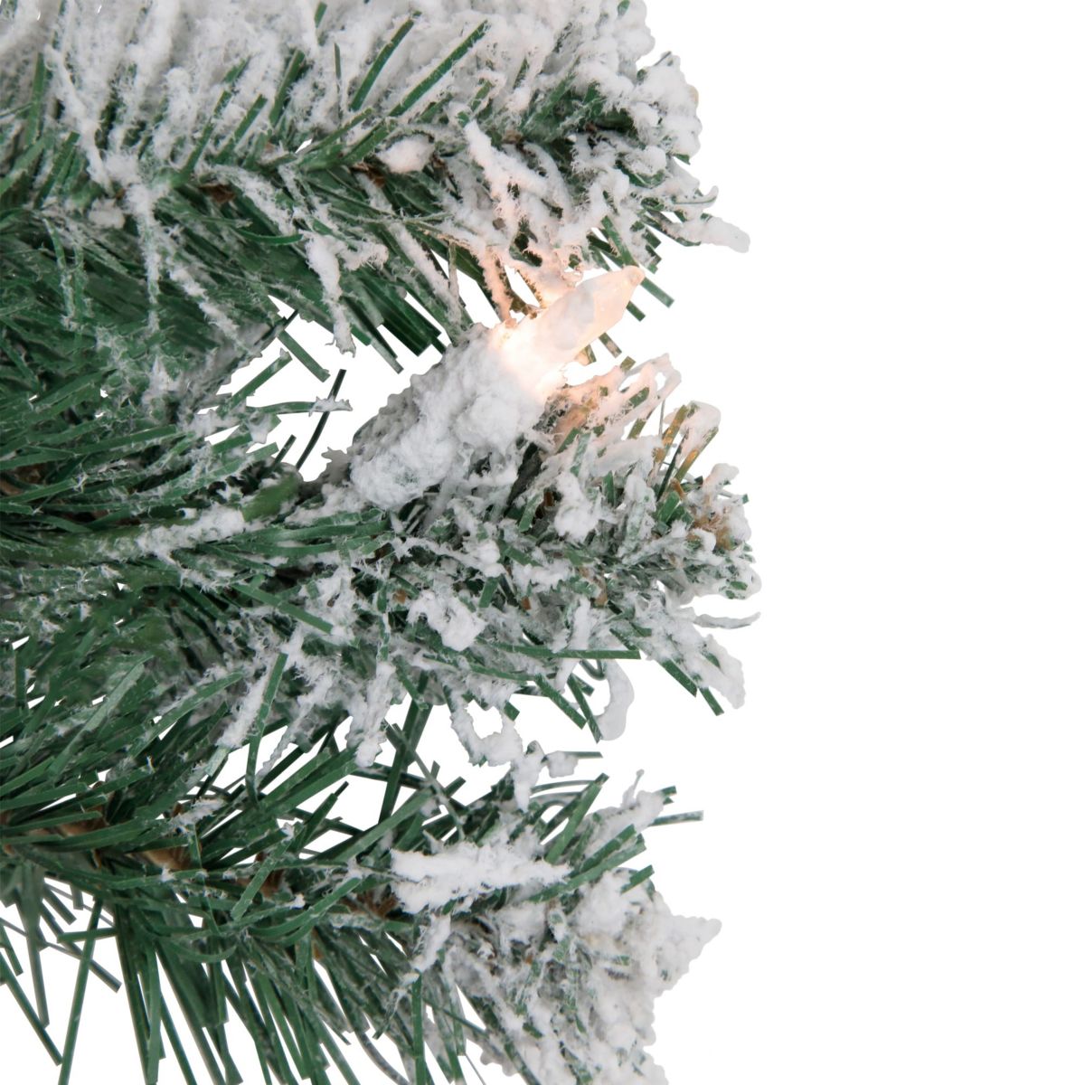 Pre-Lit Flocked Snow White Artificial Christmas Wreath 24-Inch Clear Lights