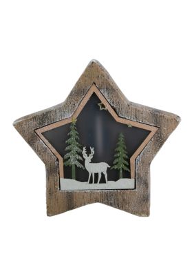 Northlight 13.25Inch LED Lighted Star with Reindeer in the Woods Scene Christmas Decoration -  760182134865271