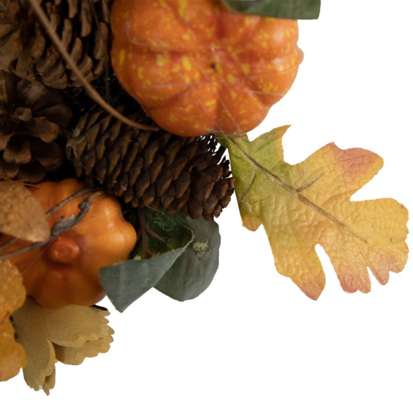 Pumpkin and Pinecone Fall Harvest Wreath - 13.5" - Unlit