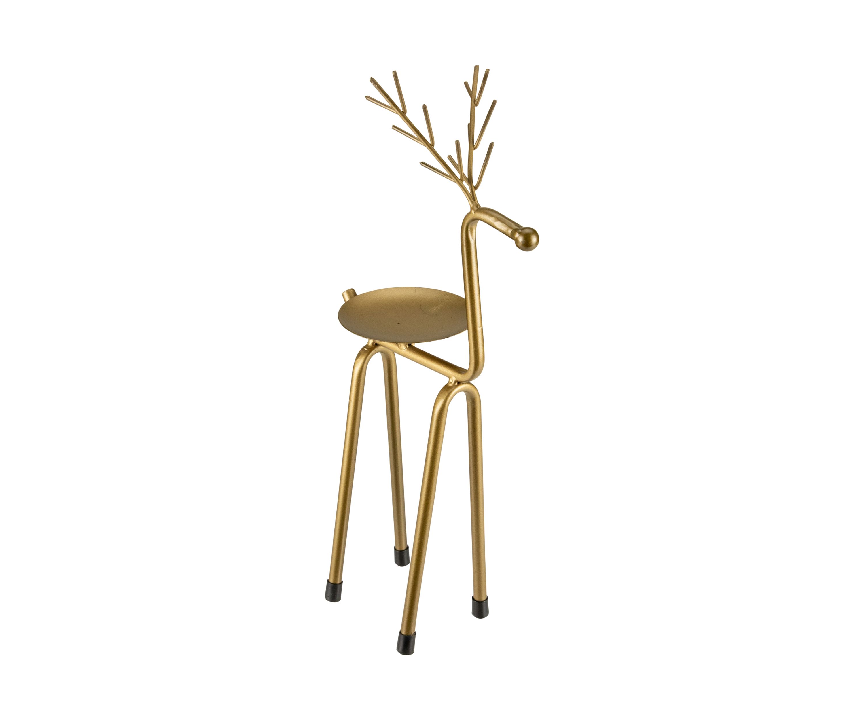 13.25Inch Large Bronze Reindeer Christmas Pillar Candle Holder