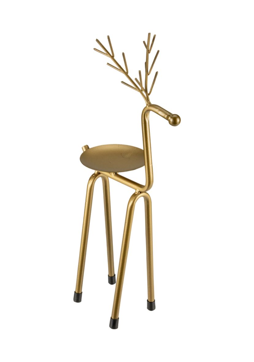 13.25Inch Large Bronze Reindeer Christmas Pillar Candle Holder