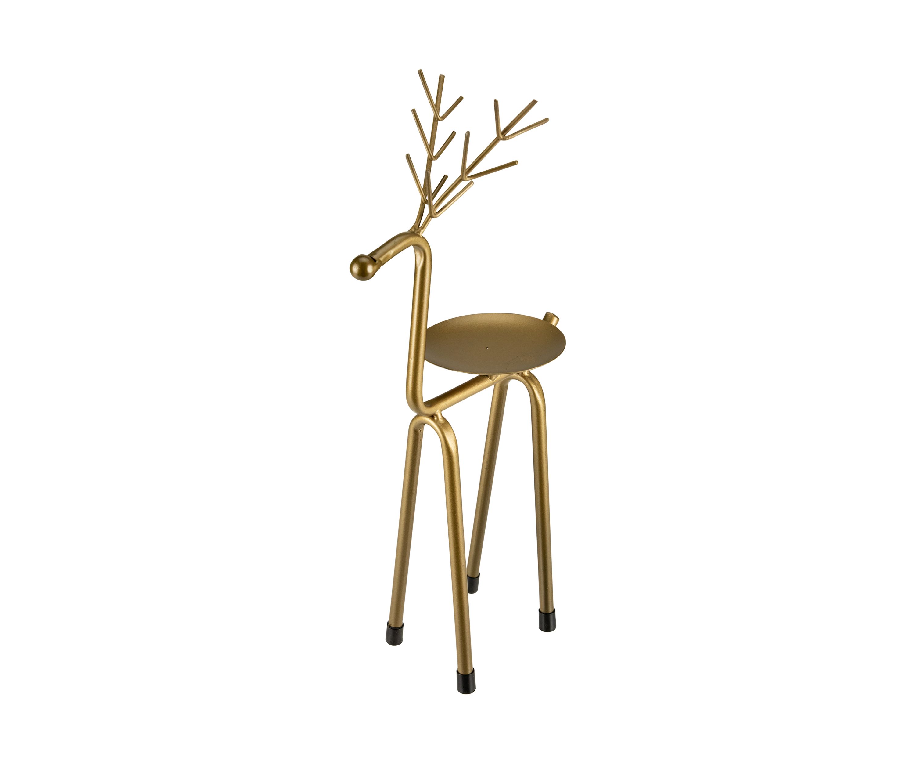 13.25Inch Large Bronze Reindeer Christmas Pillar Candle Holder
