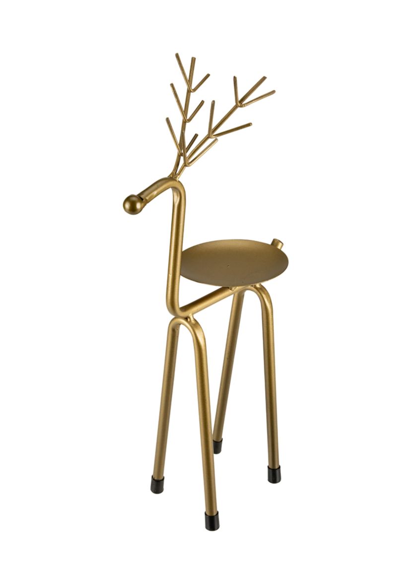 13.25Inch Large Bronze Reindeer Christmas Pillar Candle Holder