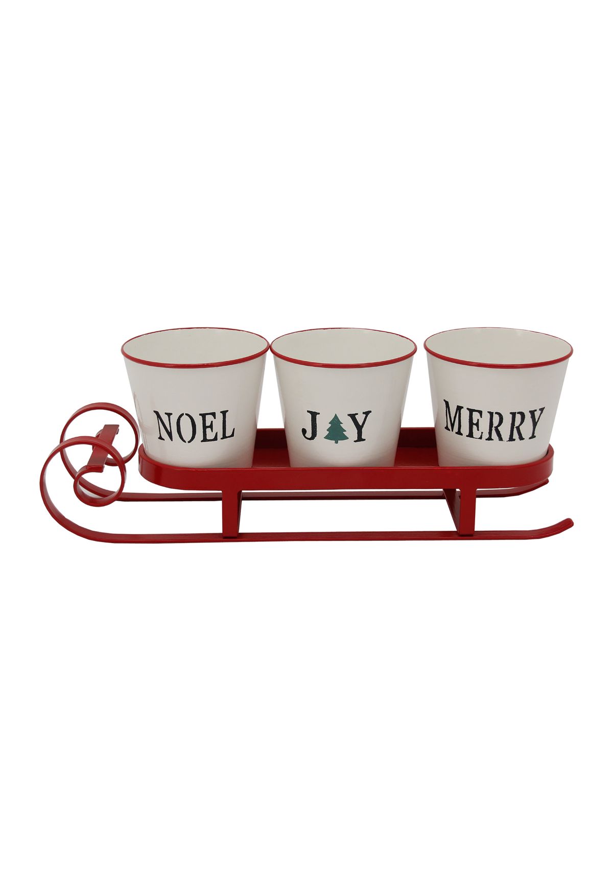 18.75Inch Red Sleigh with Sentiment Buckets Christmas Table Centerpiece