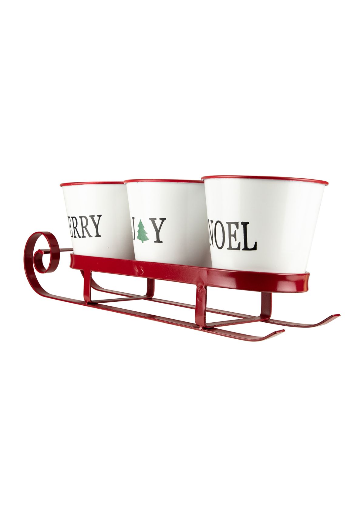 18.75Inch Red Sleigh with Sentiment Buckets Christmas Table Centerpiece