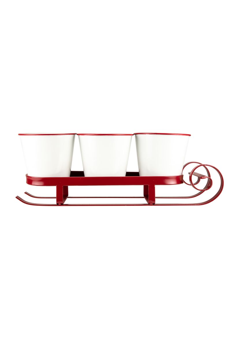 18.75Inch Red Sleigh with Sentiment Buckets Christmas Table Centerpiece