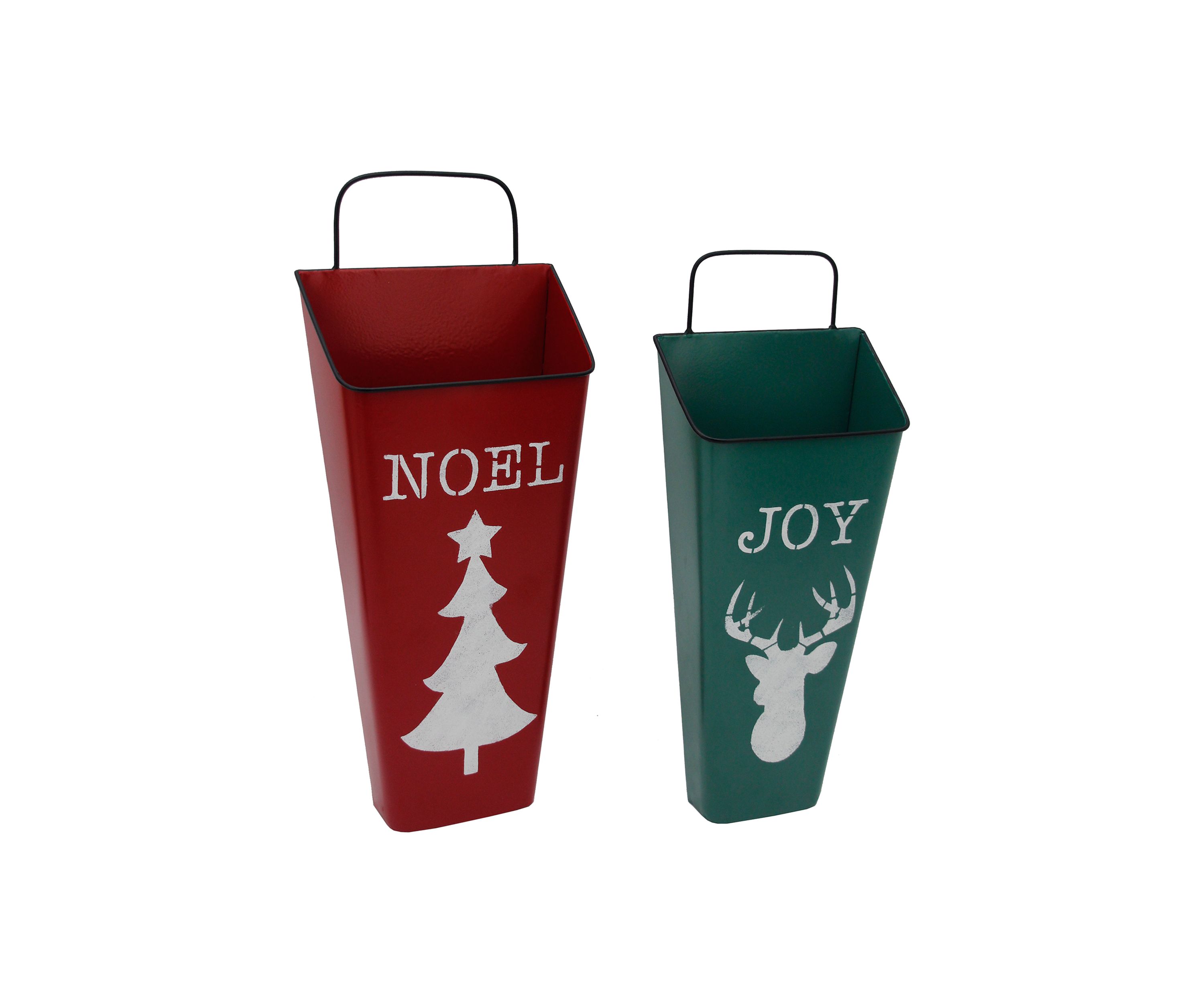 Set of 2 Red Noel and Green Joy Christmas Container Wall Hangings 19.75Inch