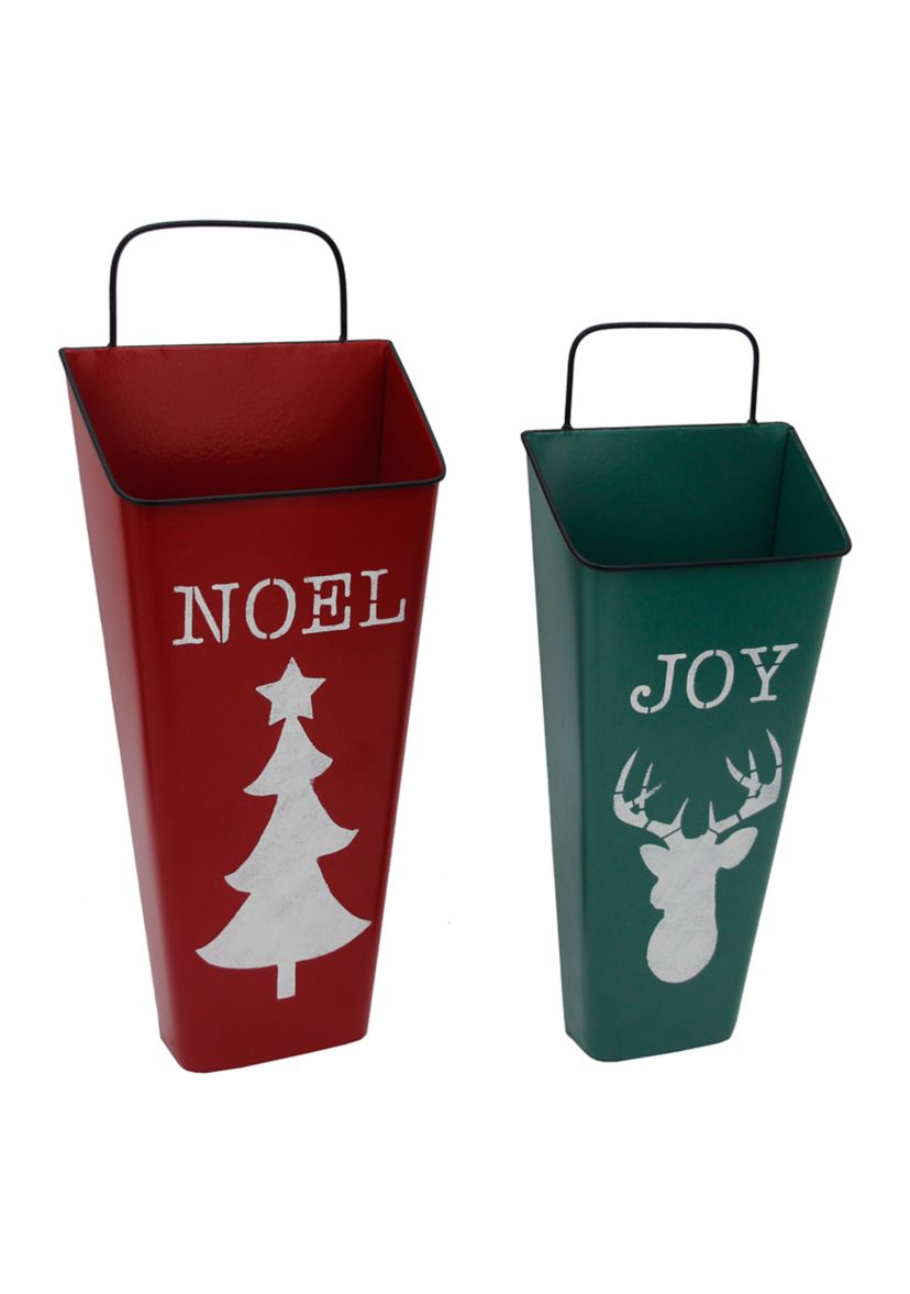 Set of 2 Red Noel and Green Joy Christmas Container Wall Hangings 19.75Inch
