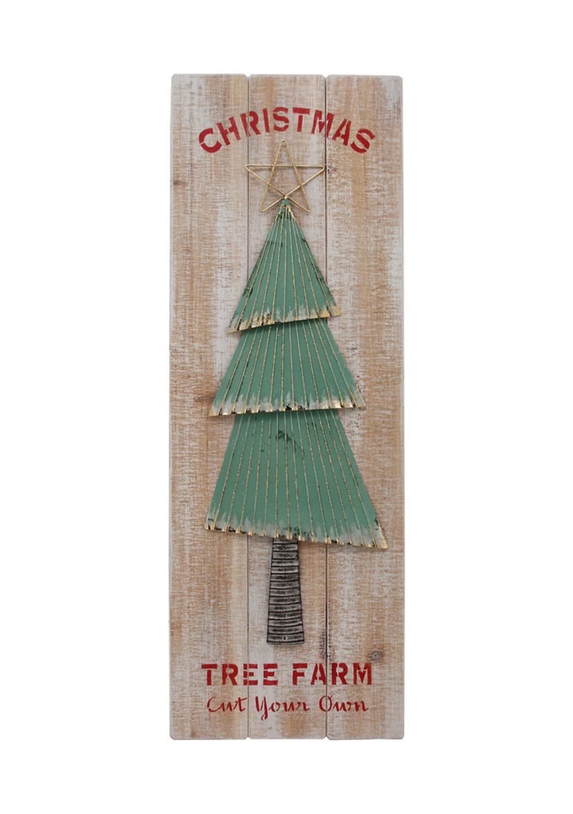 35.5Inch Cut Your Own Christmas Tree Farm Wooden Wall Sign