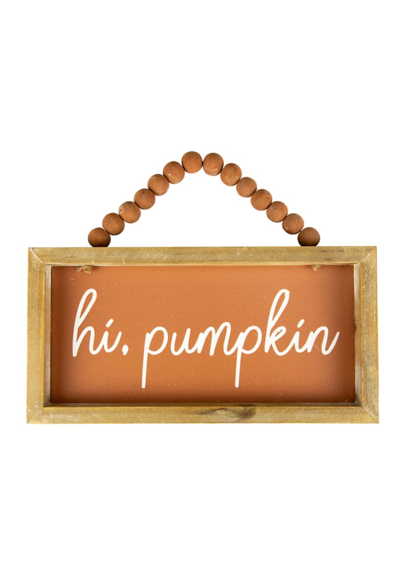 11.75 inch Orange Hi Pumpkin Autumn Harvest Wall Sign