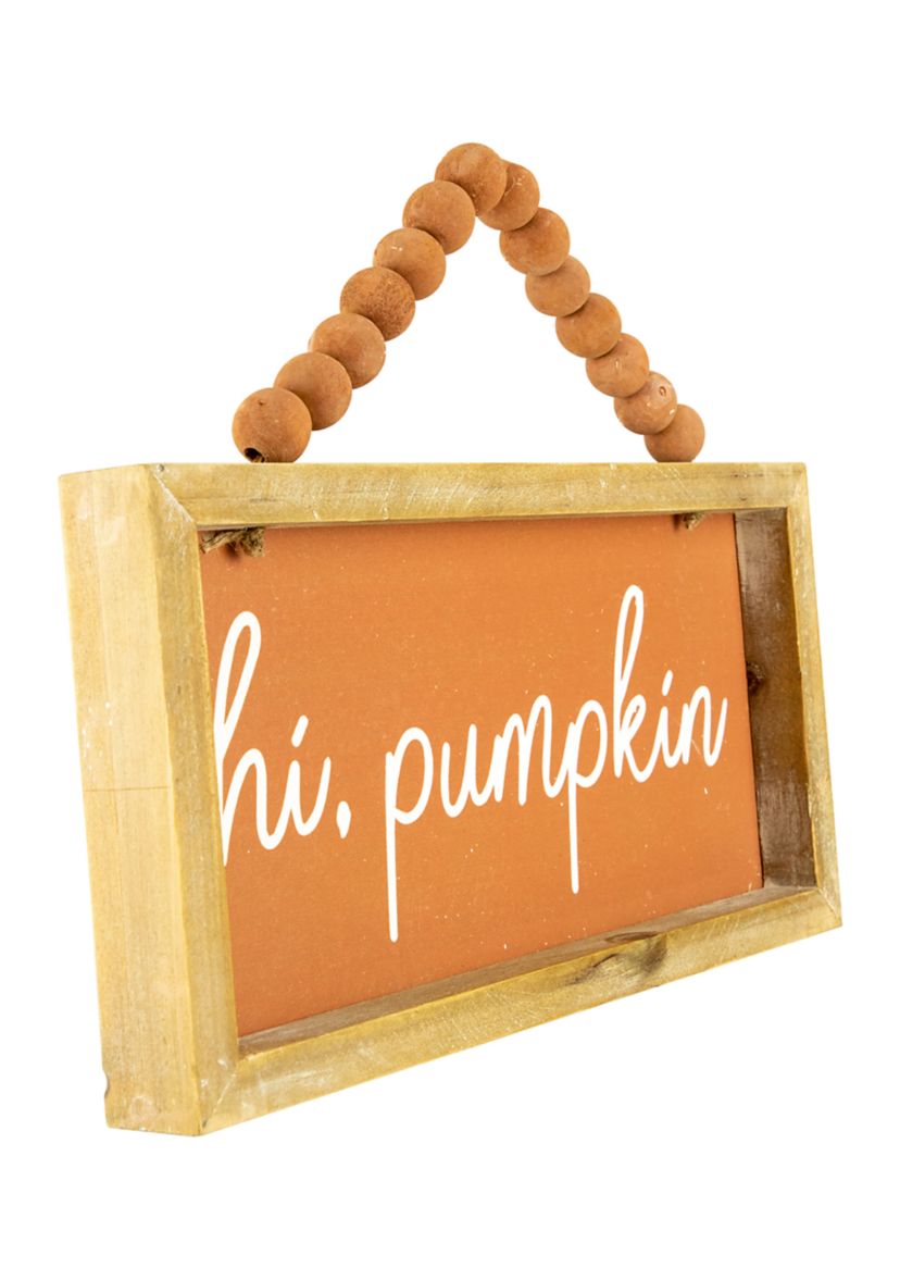 11.75 inch Orange Hi Pumpkin Autumn Harvest Wall Sign