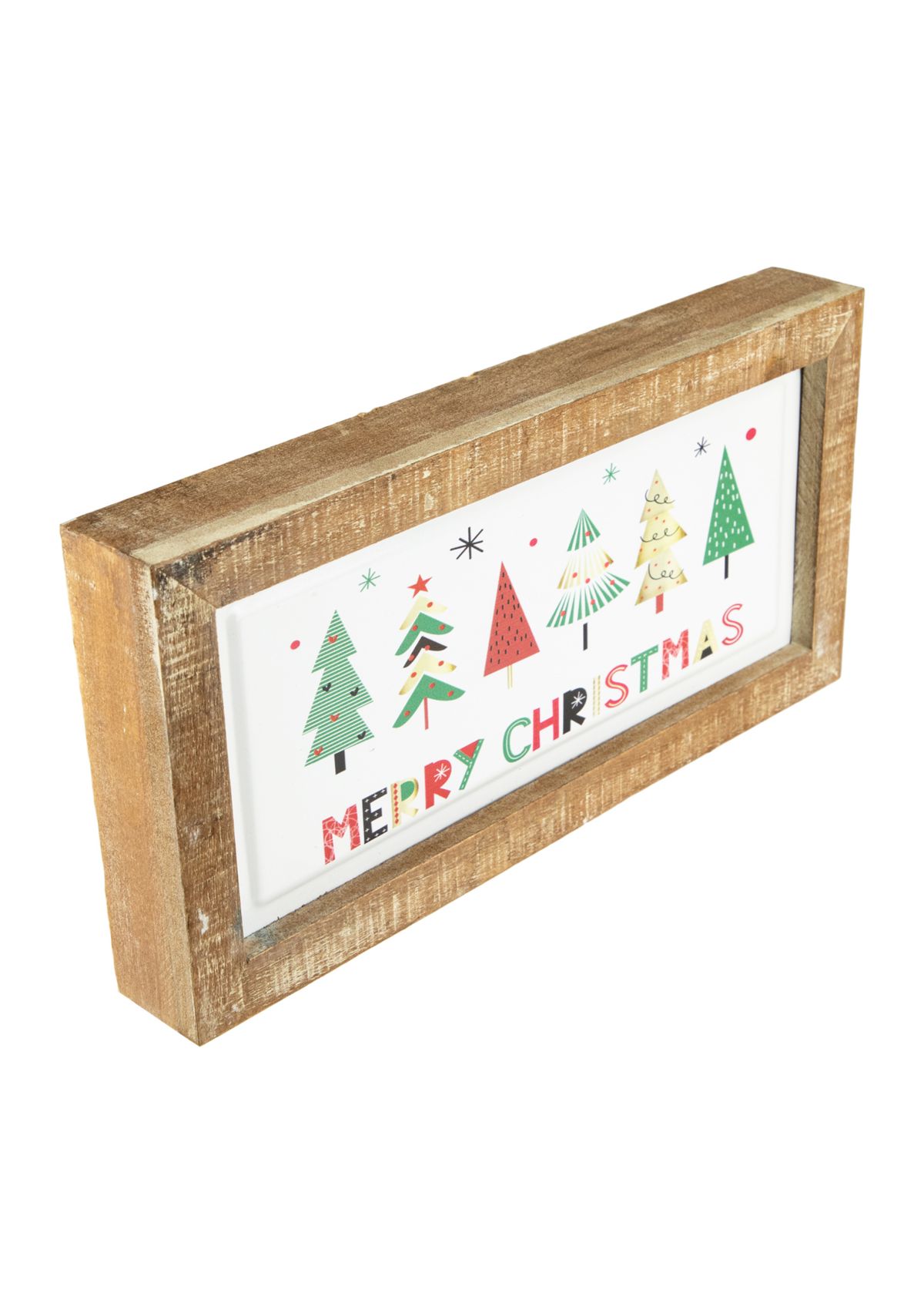 11.75Inch Framed Merry Christmas with Trees Wall Sign