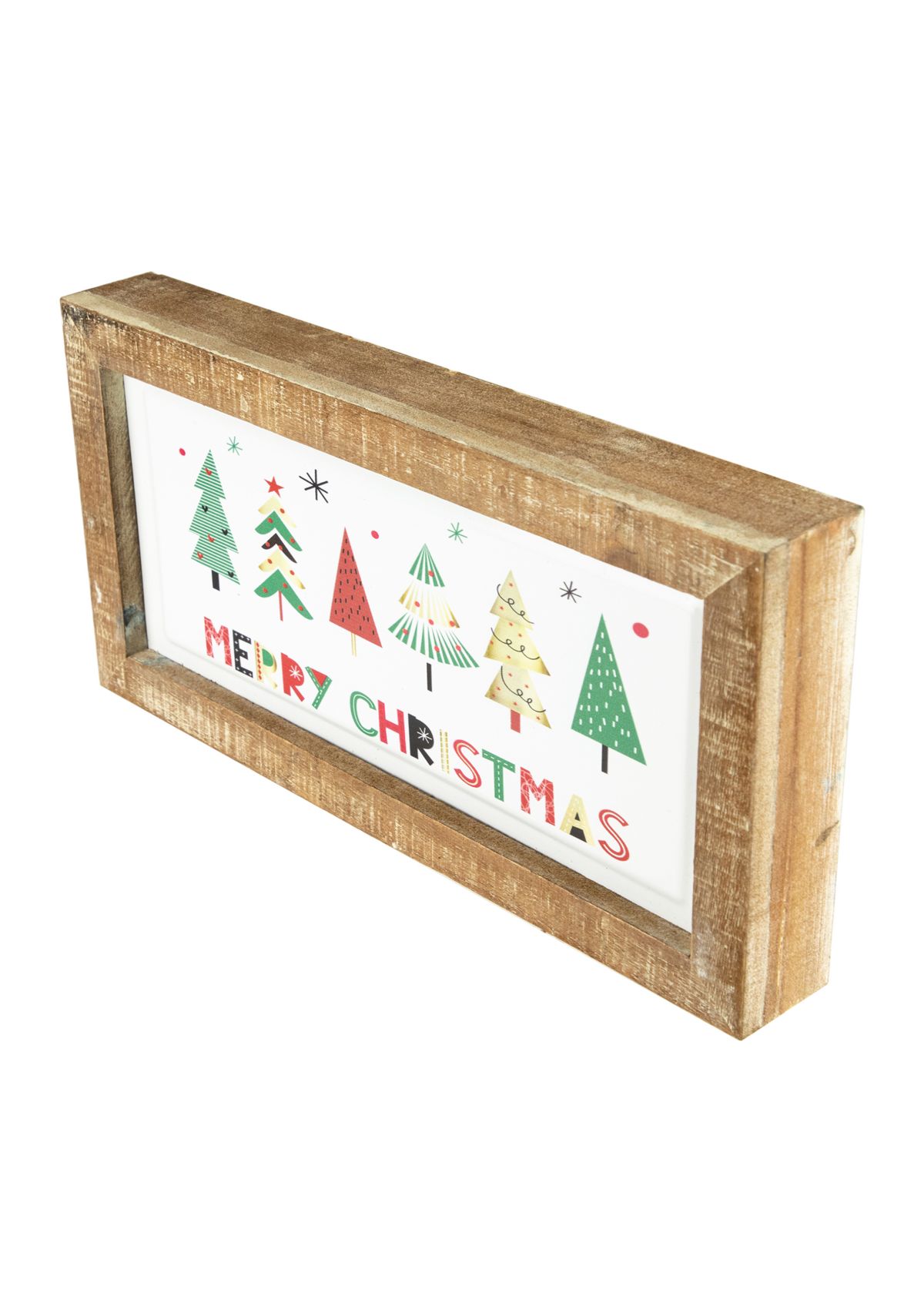 11.75Inch Framed Merry Christmas with Trees Wall Sign