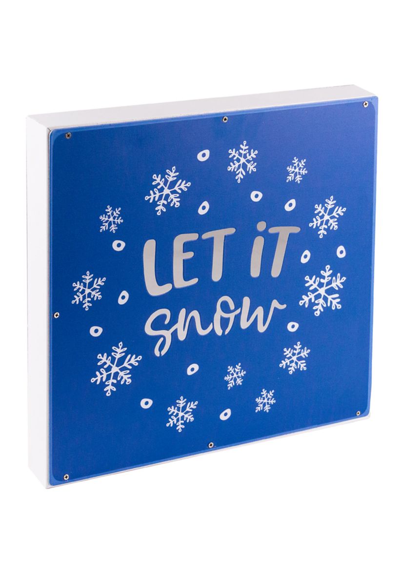 12Inch Square Let it Snow Woodblock Christmas Sign