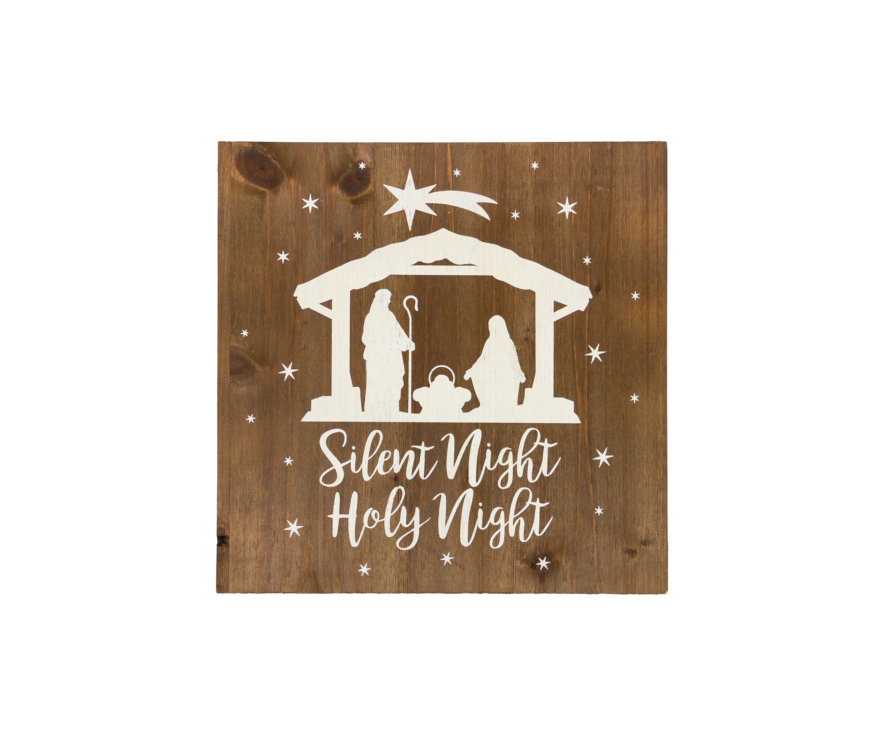 16Inch Square Nativity Scene Wooden Christmas Plaque