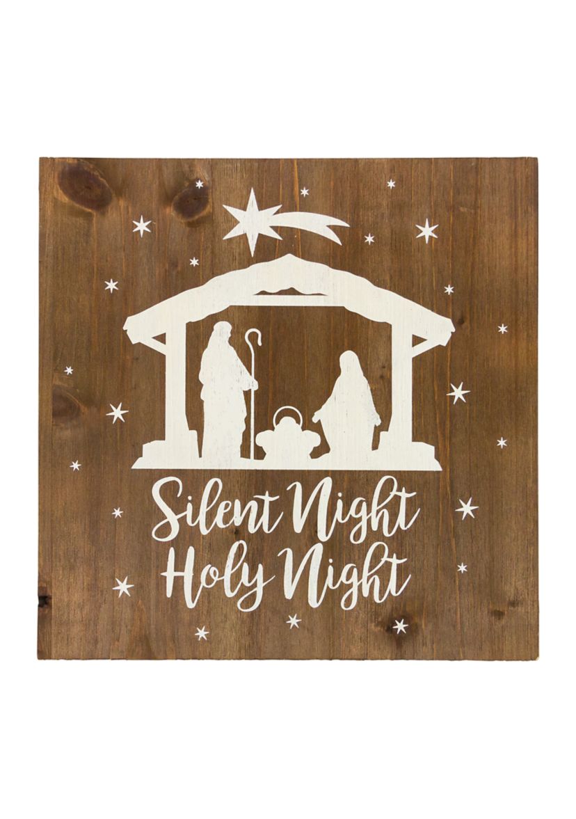 16Inch Square Nativity Scene Wooden Christmas Plaque