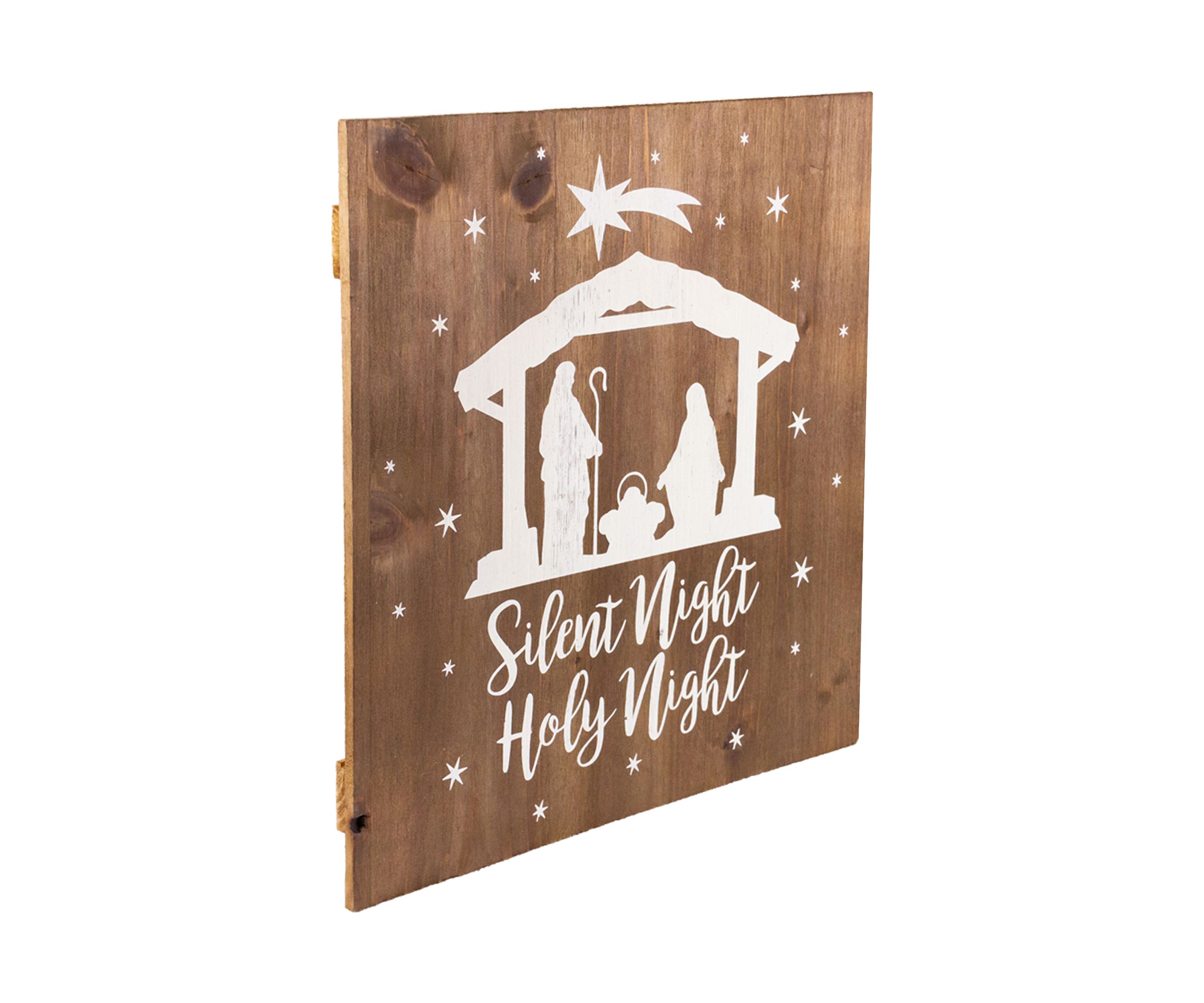 16Inch Square Nativity Scene Wooden Christmas Plaque