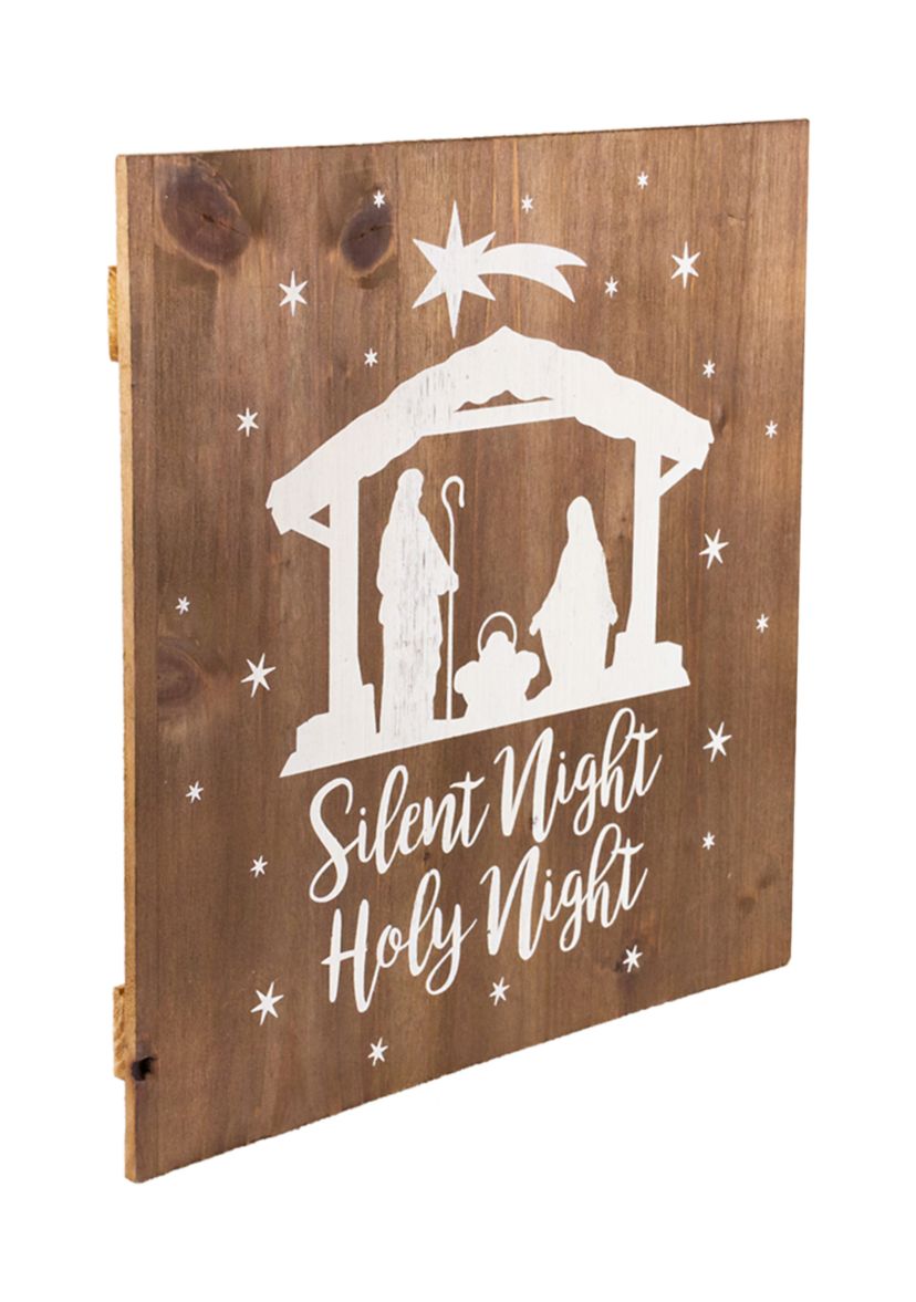 16Inch Square Nativity Scene Wooden Christmas Plaque