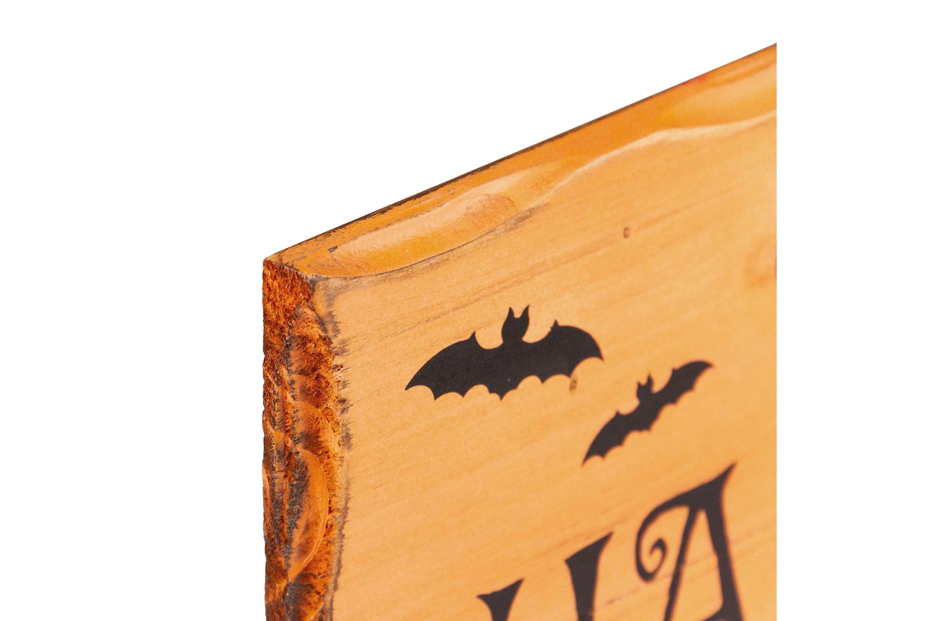 24" Wooden Happy Halloween Wall Sign with Bats
