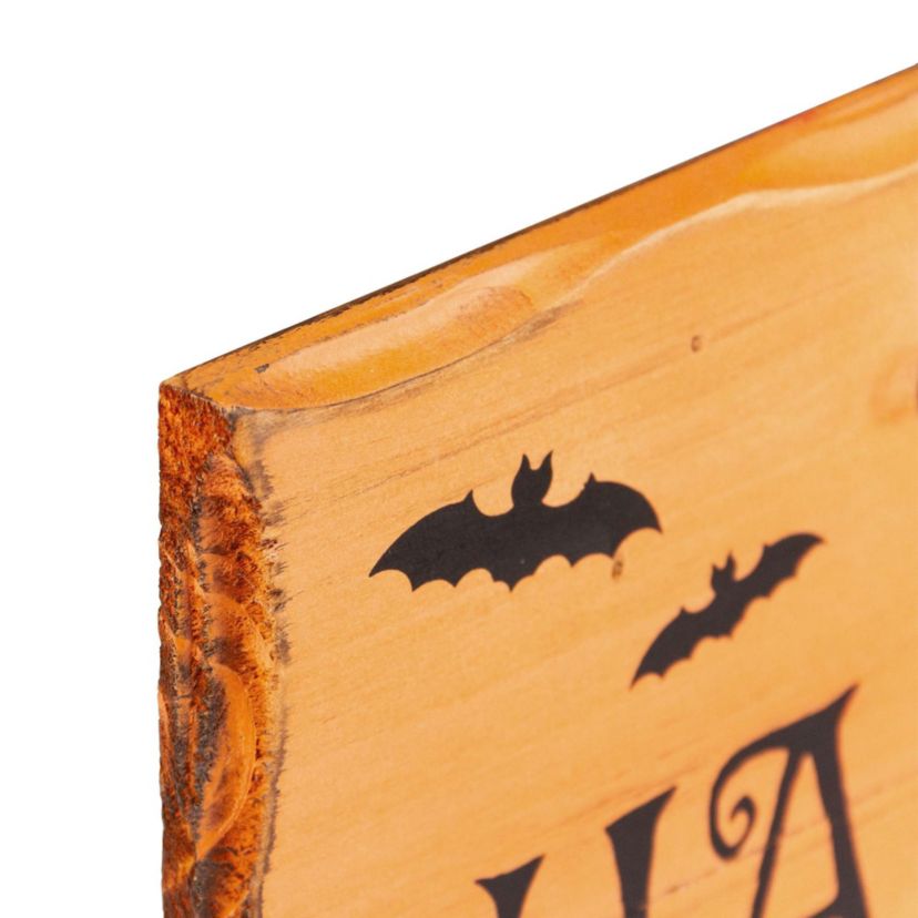 24" Wooden Happy Halloween Wall Sign with Bats