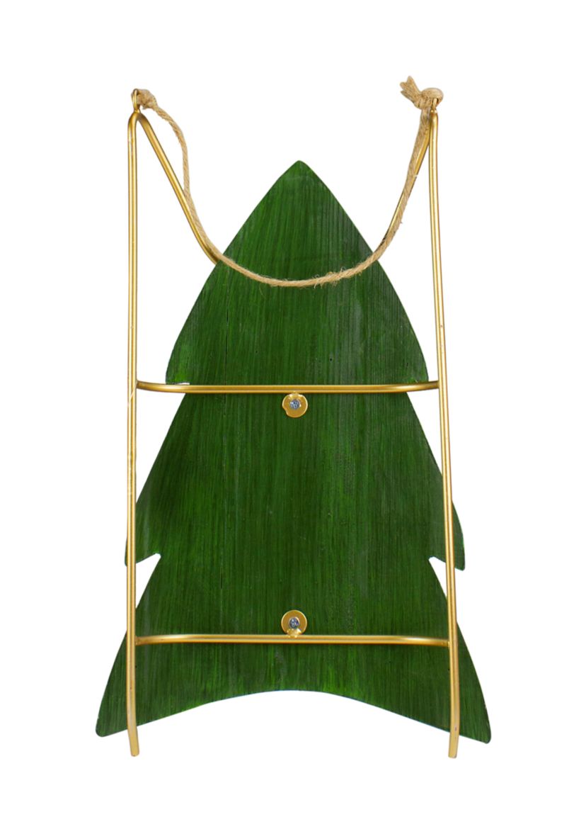 18.25Inch Green Wooden InchBELIEVEInch Christmas Snow Sled Decoration