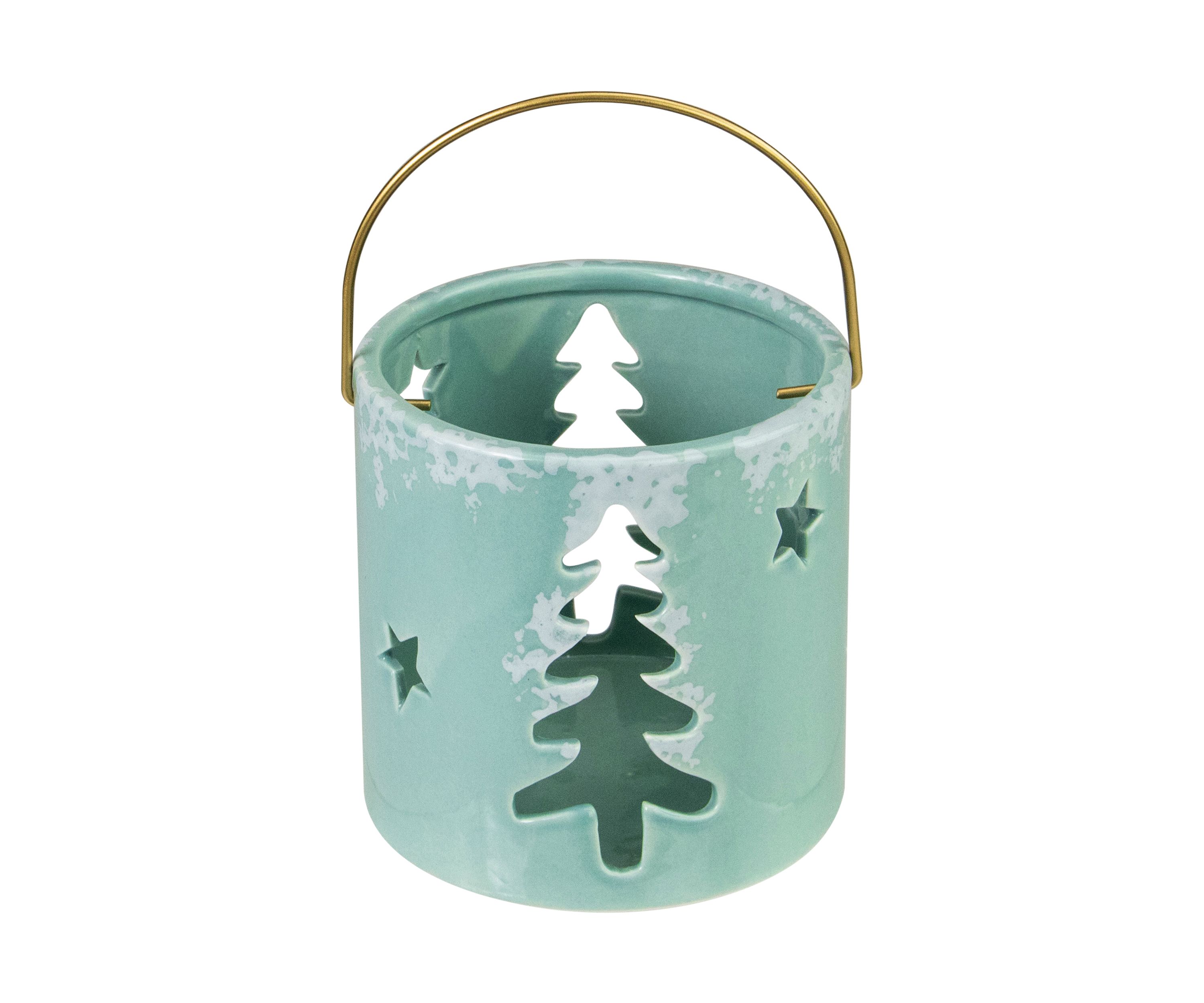 4.25Inch Green Christmas Tree Cutout Tea Light Candle Holder