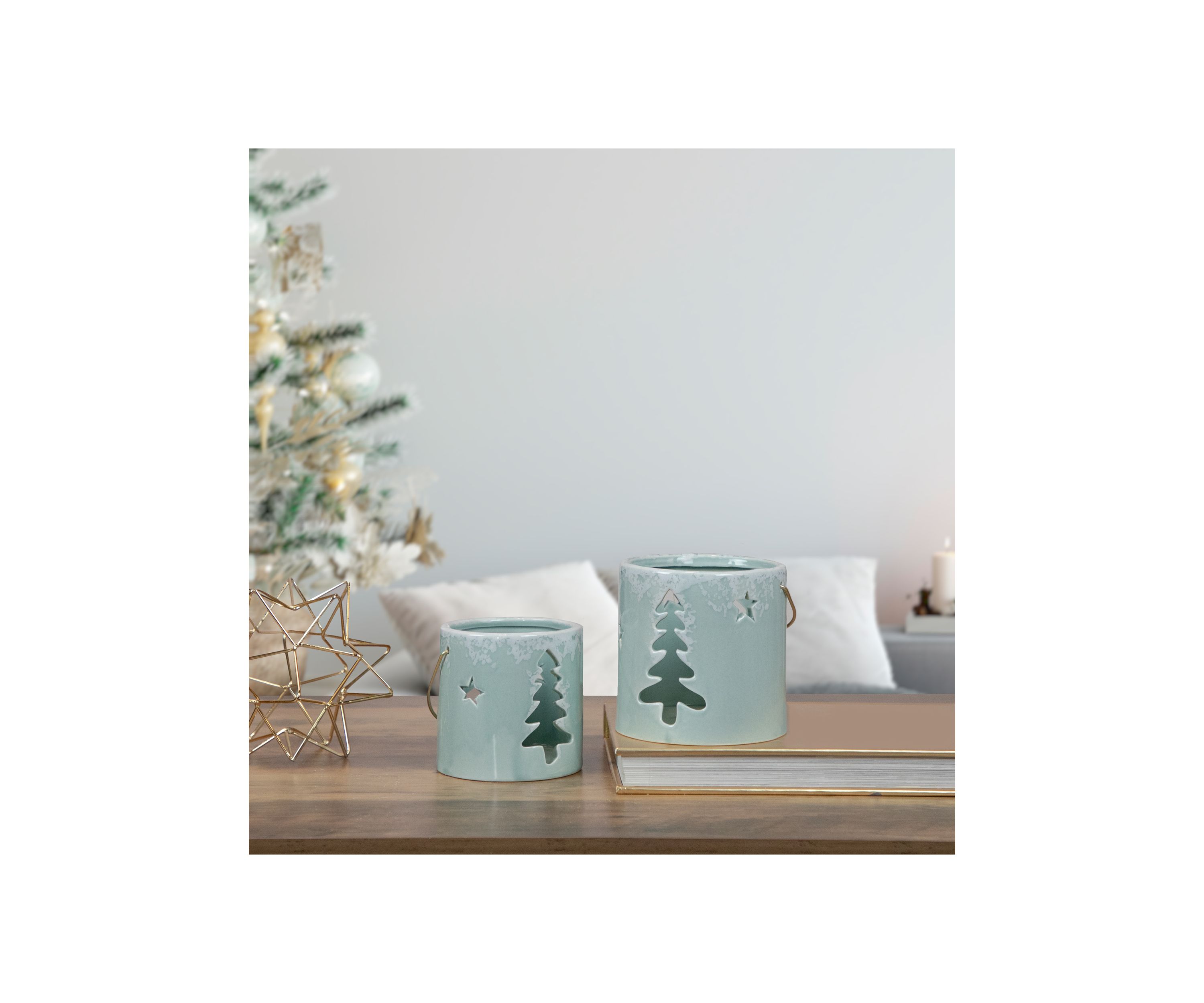 4.25Inch Green Christmas Tree Cutout Tea Light Candle Holder
