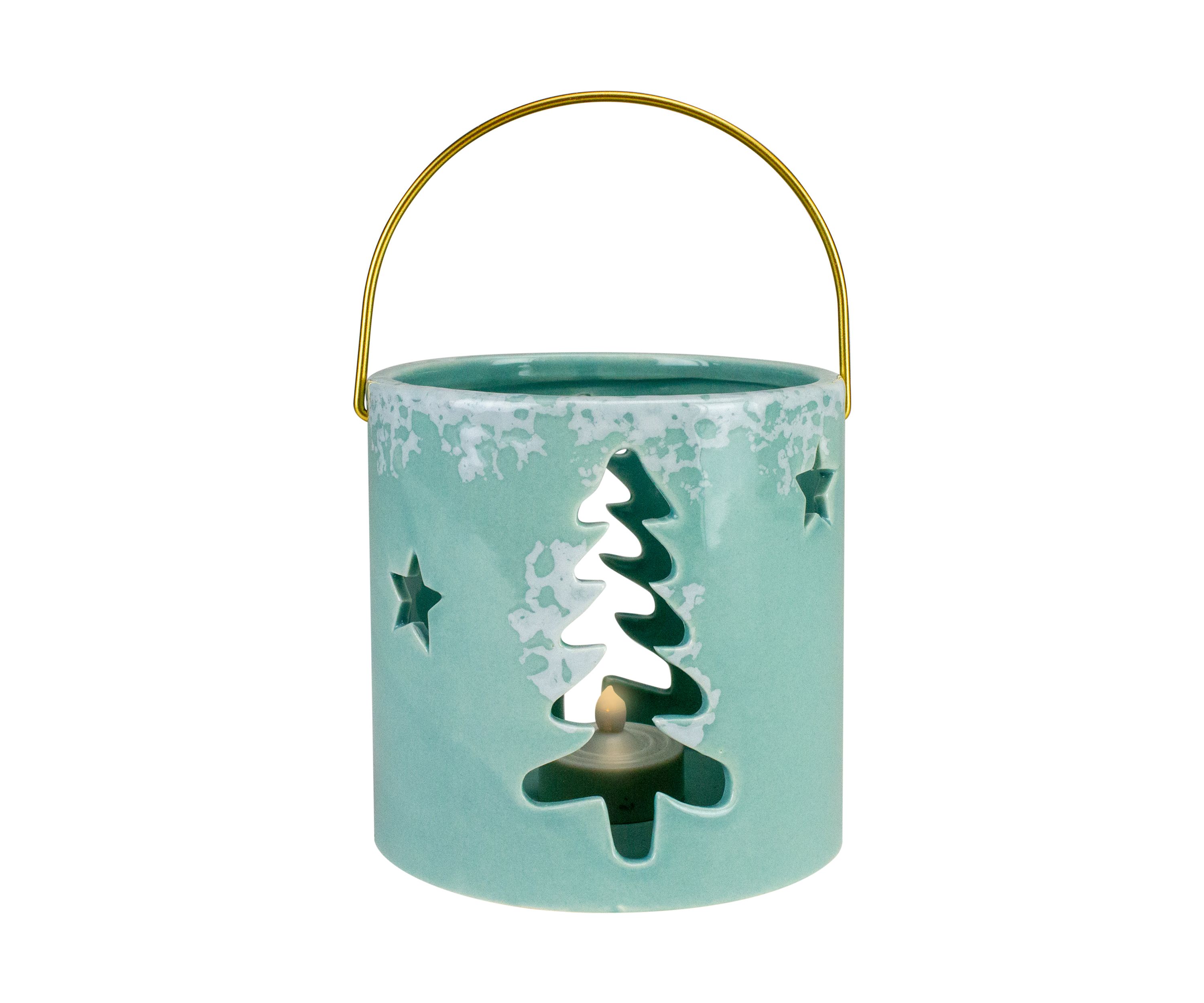 4.25Inch Green Christmas Tree Cutout Tea Light Candle Holder