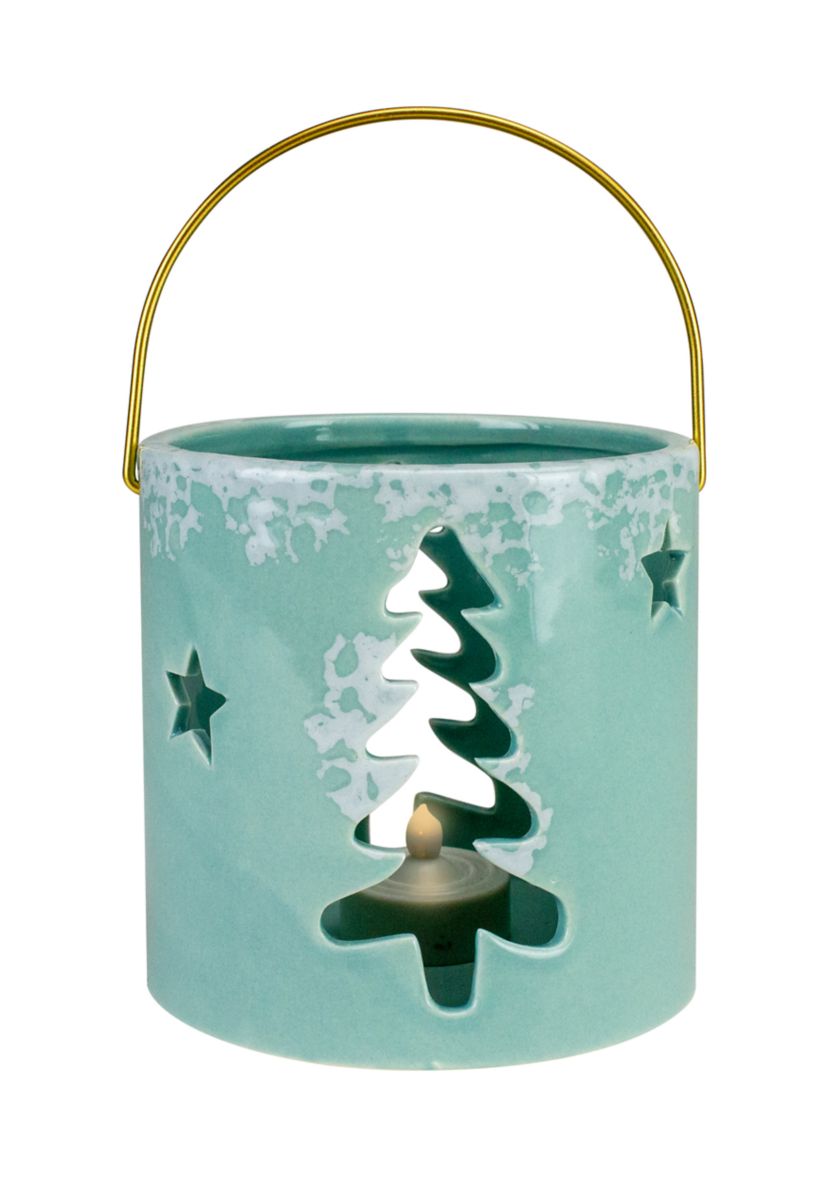 4.25Inch Green Christmas Tree Cutout Tea Light Candle Holder