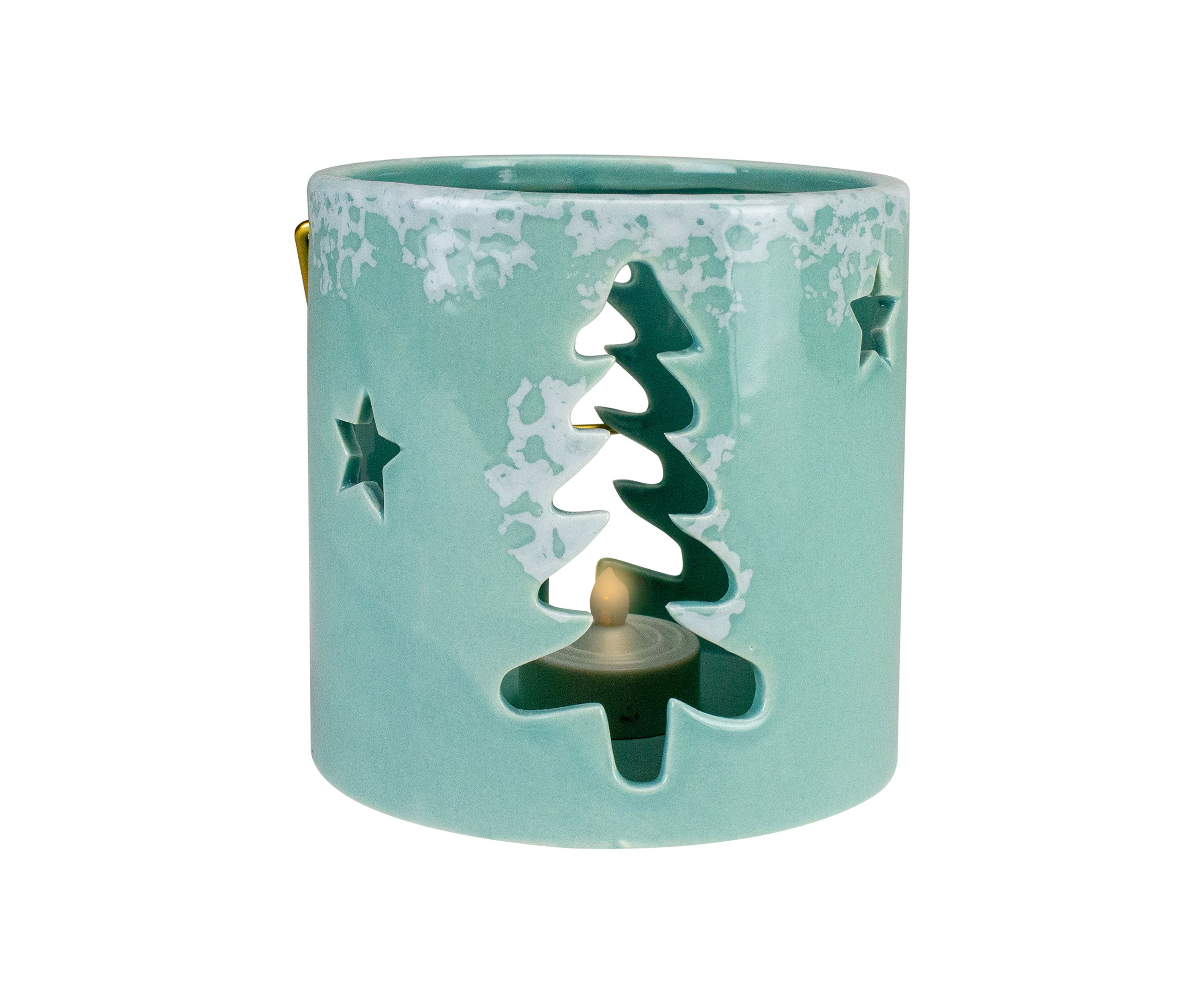 4.25Inch Green Christmas Tree Cutout Tea Light Candle Holder