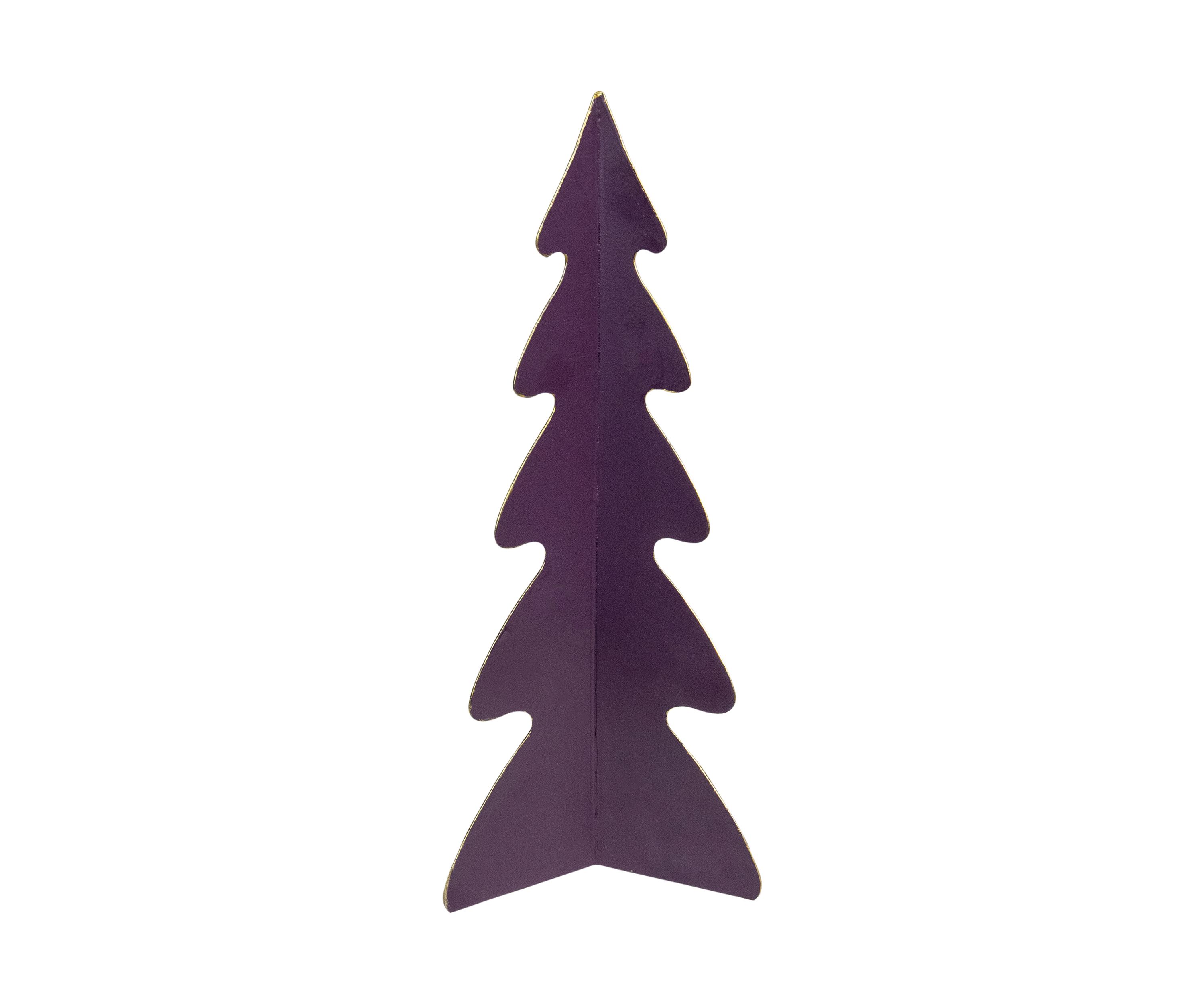 12Inch Purple Triangular Christmas Tree with a Curved Design Tabletop Decor