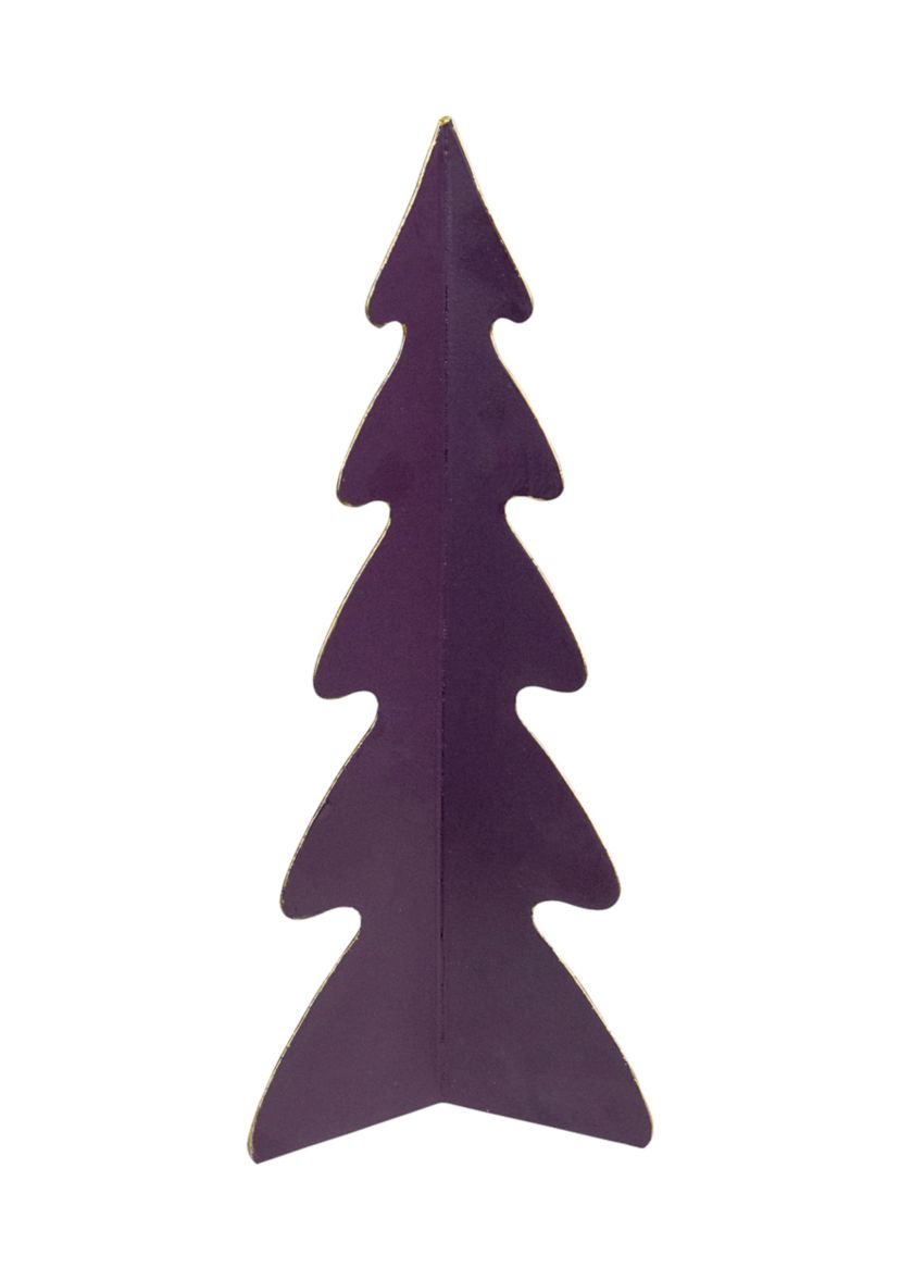12Inch Purple Triangular Christmas Tree with a Curved Design Tabletop Decor