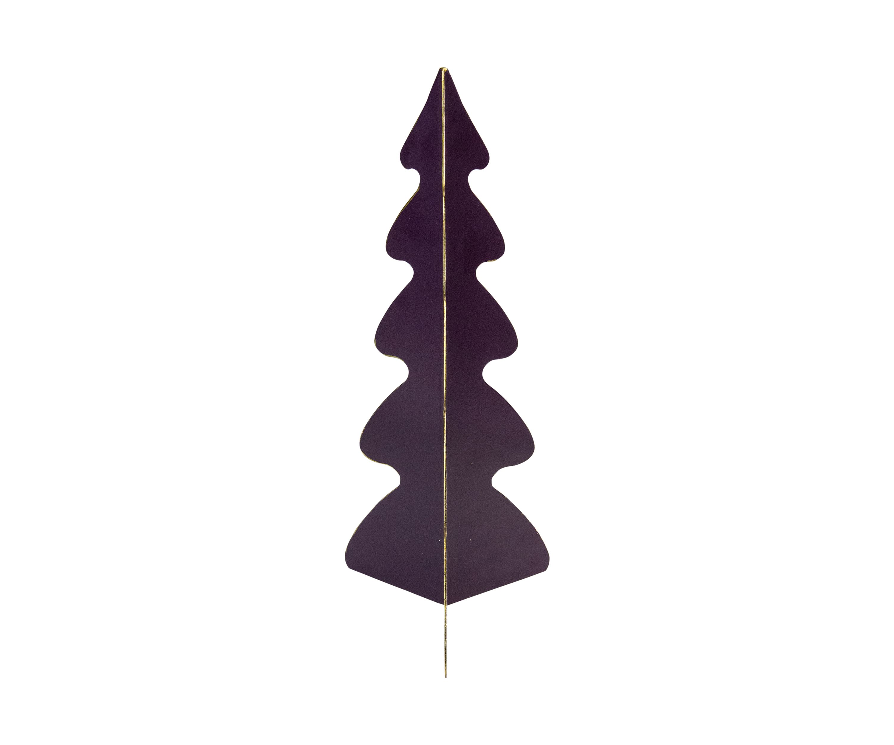 12Inch Purple Triangular Christmas Tree with a Curved Design Tabletop Decor
